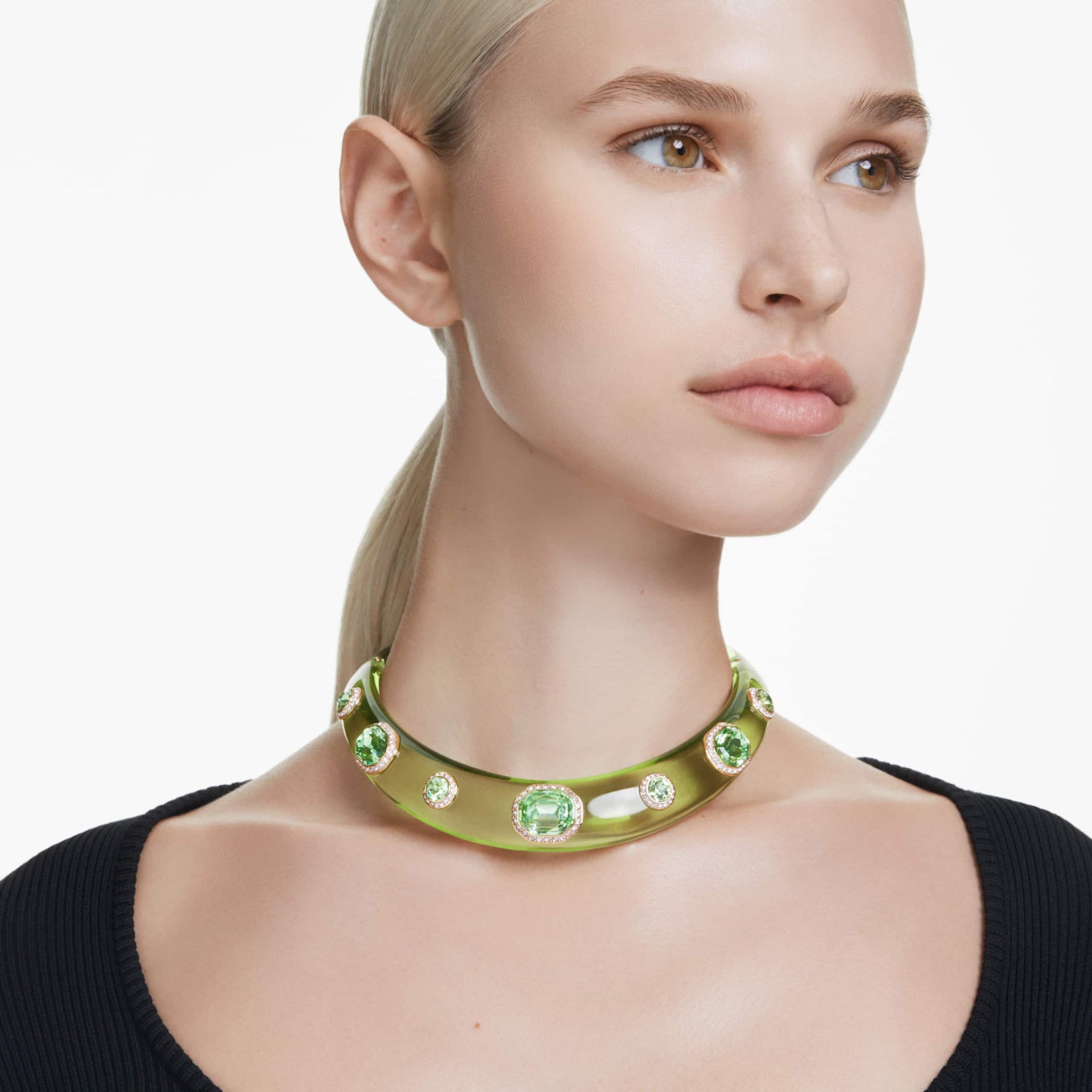 DULCIS CHOKER MIXED CUTS GREEN GOLD TONE PLATED
