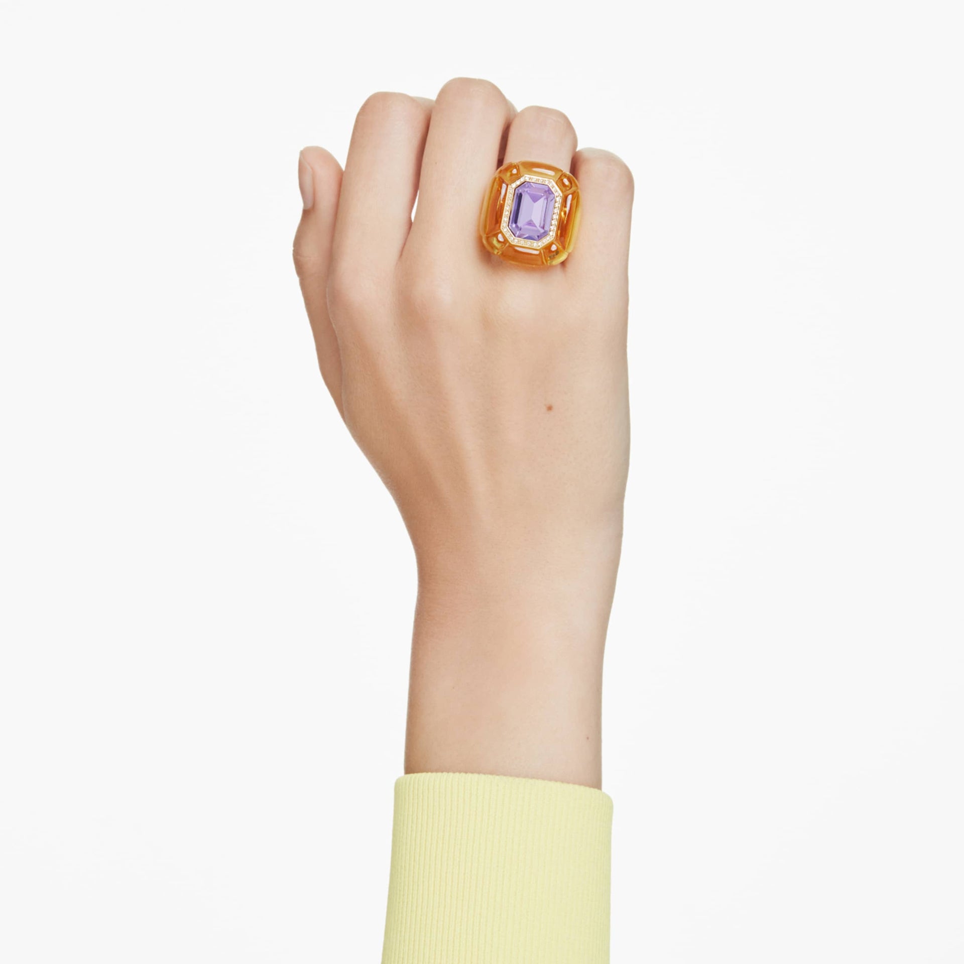 DULCIS COCKTAIL RING CUSHION CUT PAVE YELLOW