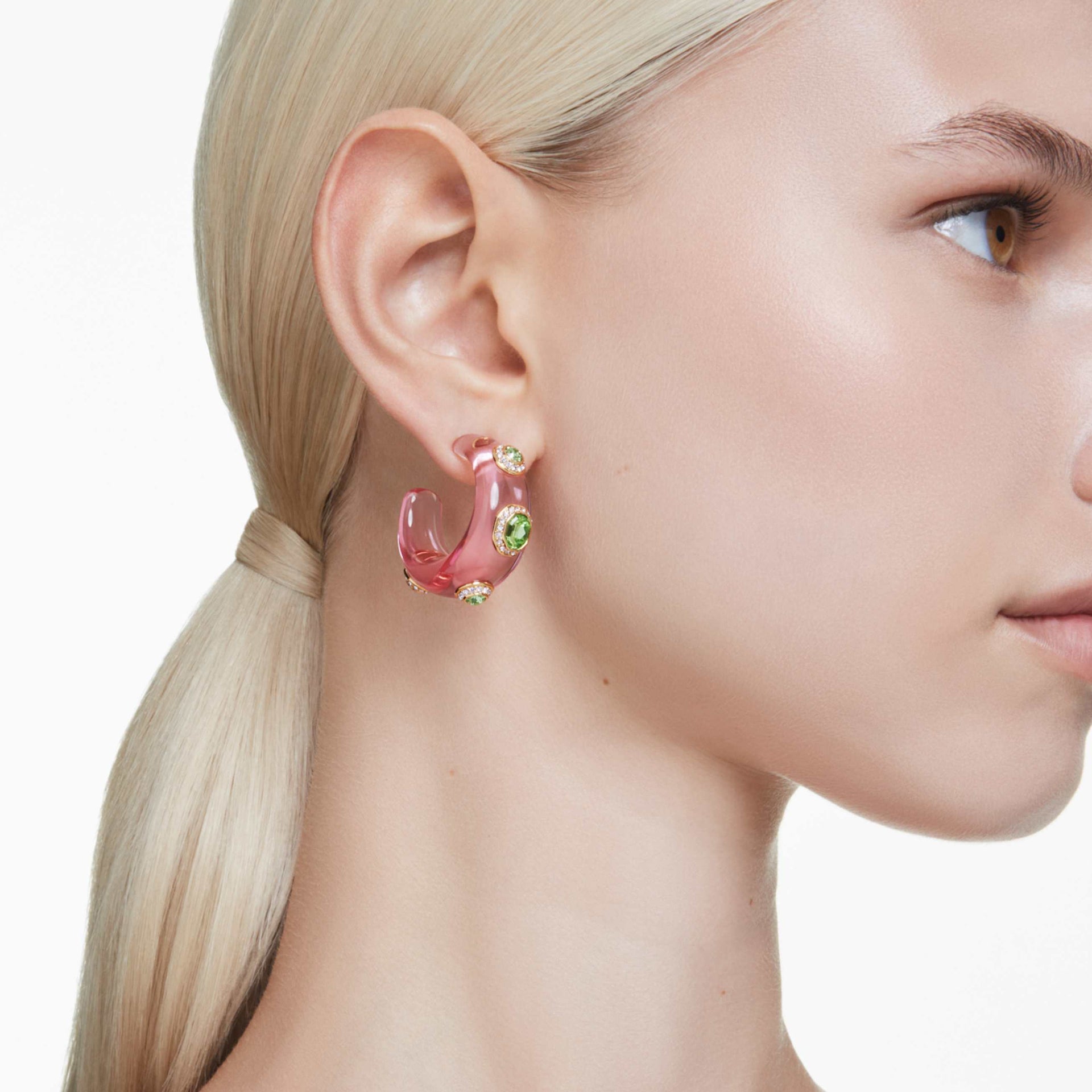 DULCIS HOOP EARRINGS MIXED CUTS MULTICOLORED GOLD TONE PLATED