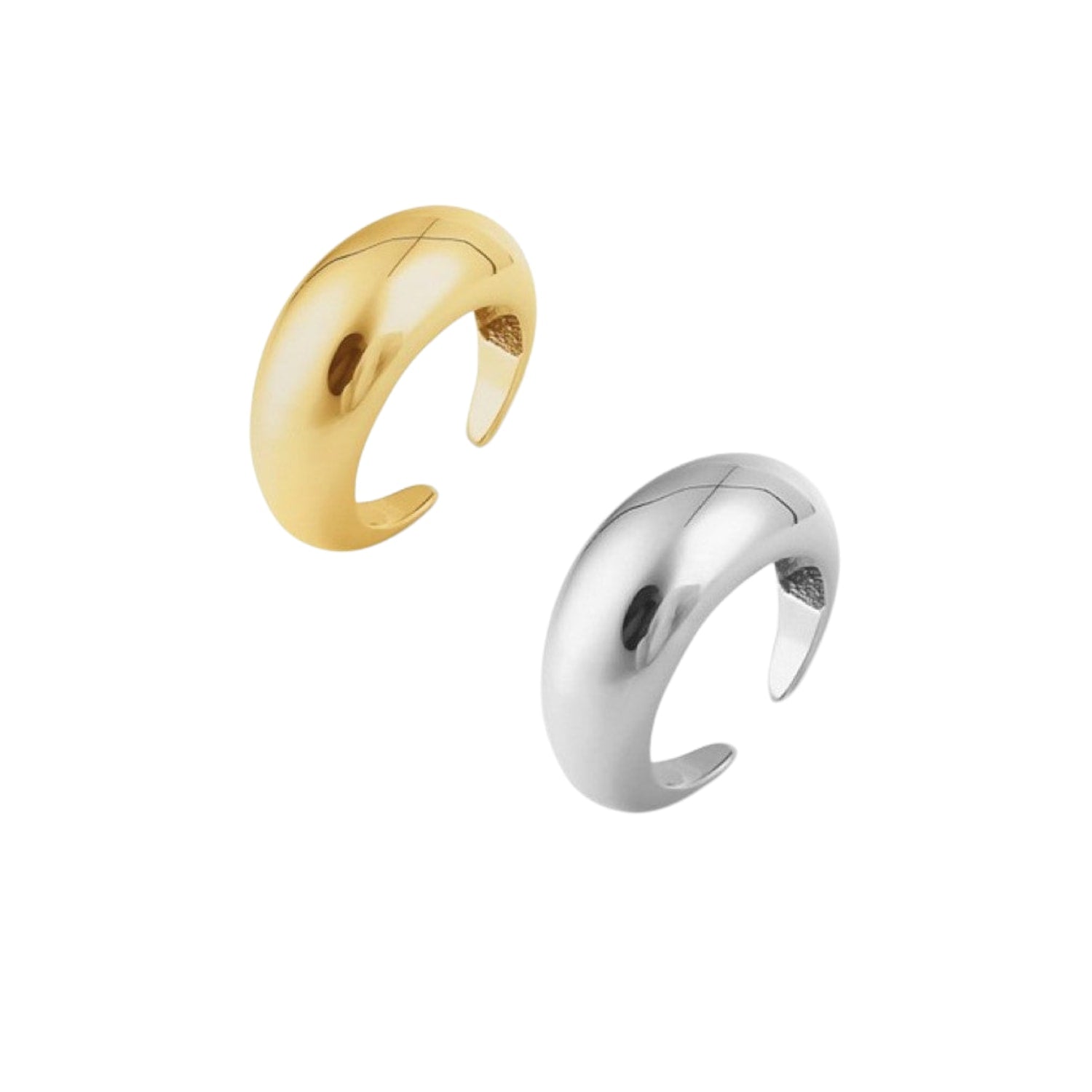 Duo Dome Mix Gold & Silver Layering Set In Sterling Silver