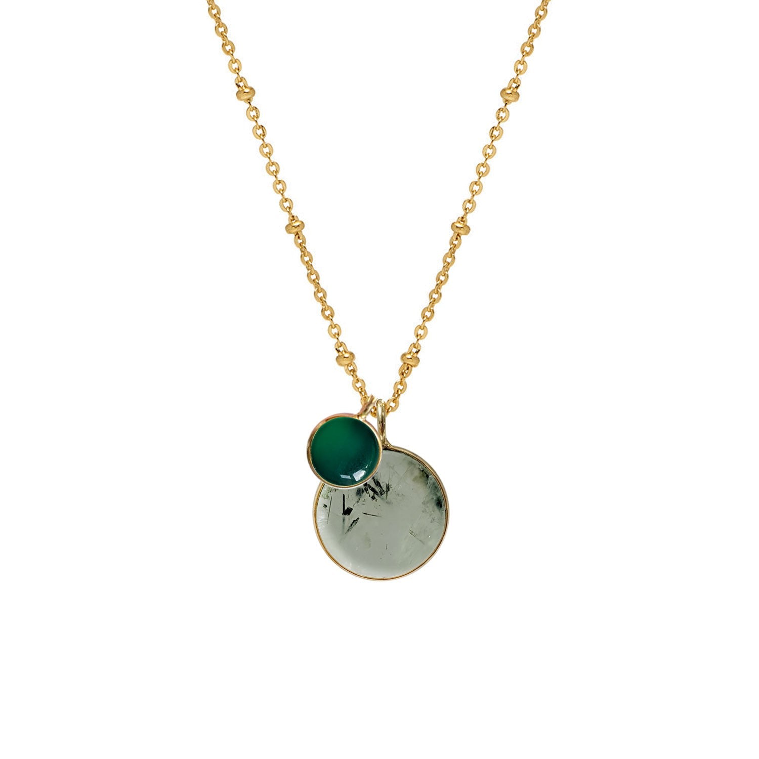 Duo Green Dreams Pendant On Long Satellite Chain