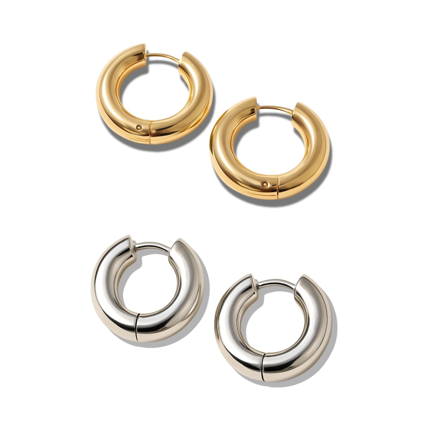 Duo Huggies Set – Gold Vermeil & Rhodium Plated