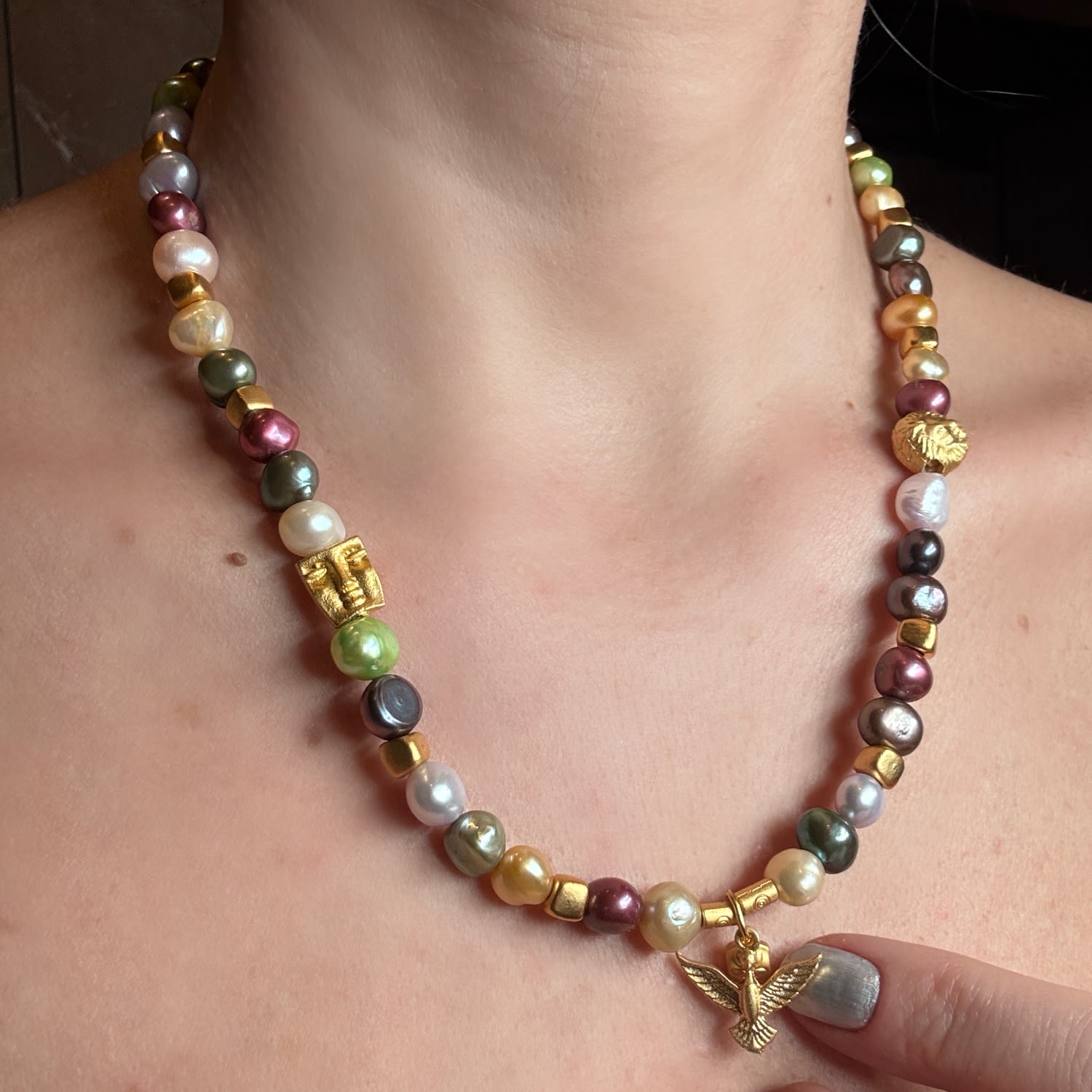Dusk Glow Pearl Charm Necklace