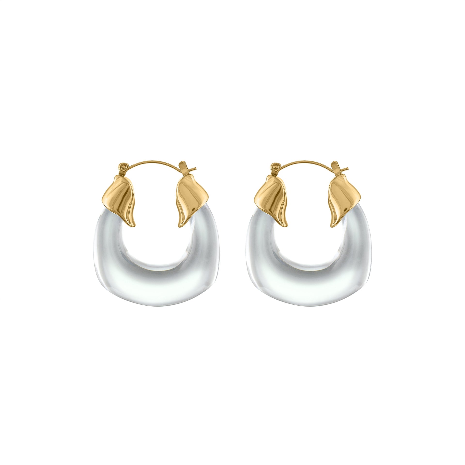 Kylie Acrylic Hoop Earrings - Brown