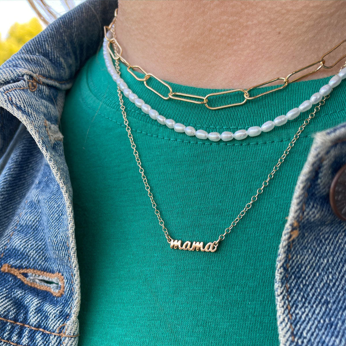 Mama Charm Necklace Gold Vermeil
