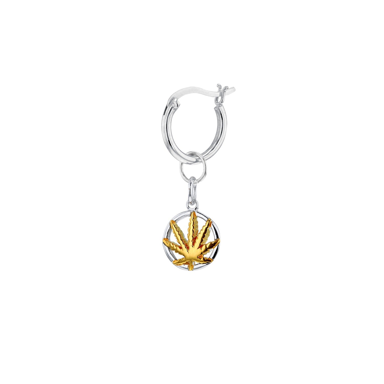 Mini Happy Leaf Pendant 2Tone Silver - Gold On Silver Chain