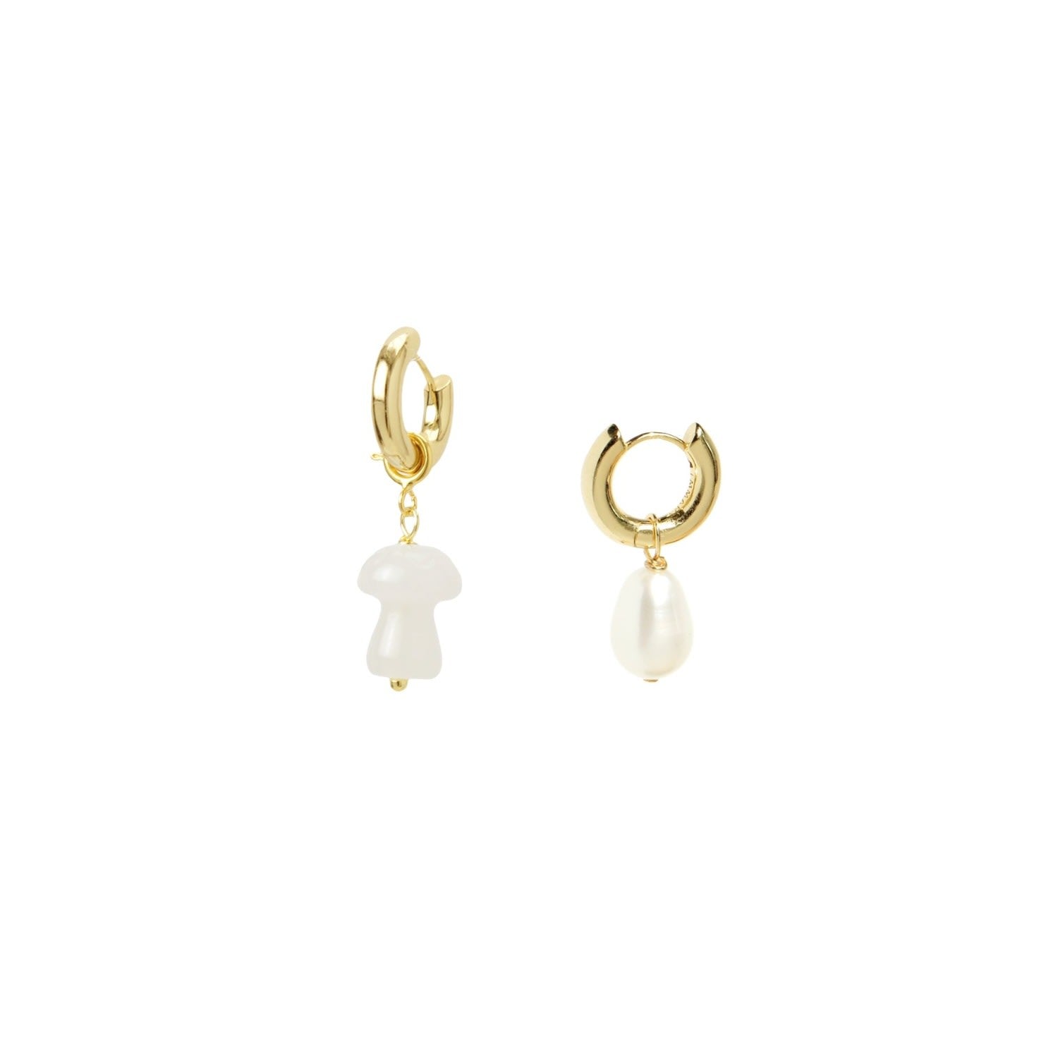 Mushroom Drop Hoop Earring, 18K Gold Vermeil