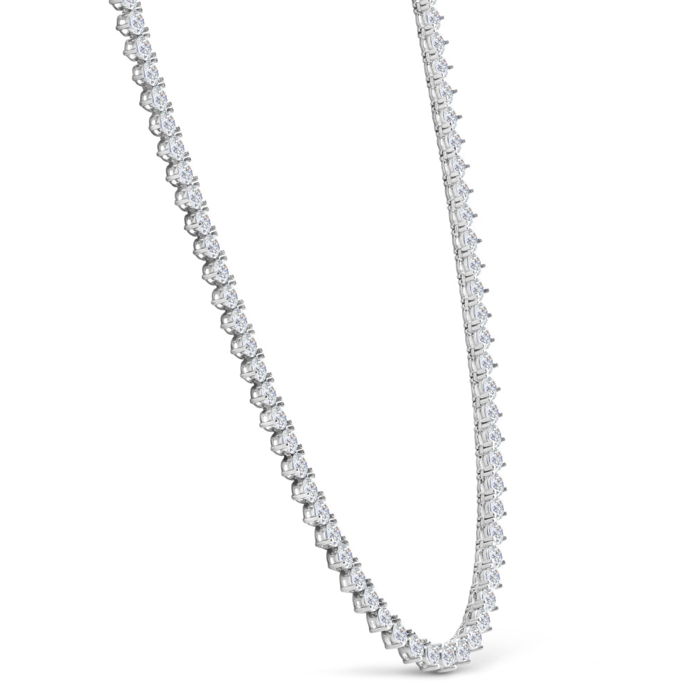 26Ct Diamond Tennis Necklace 3-Prong 14k White Gold 18' Lab Grown
