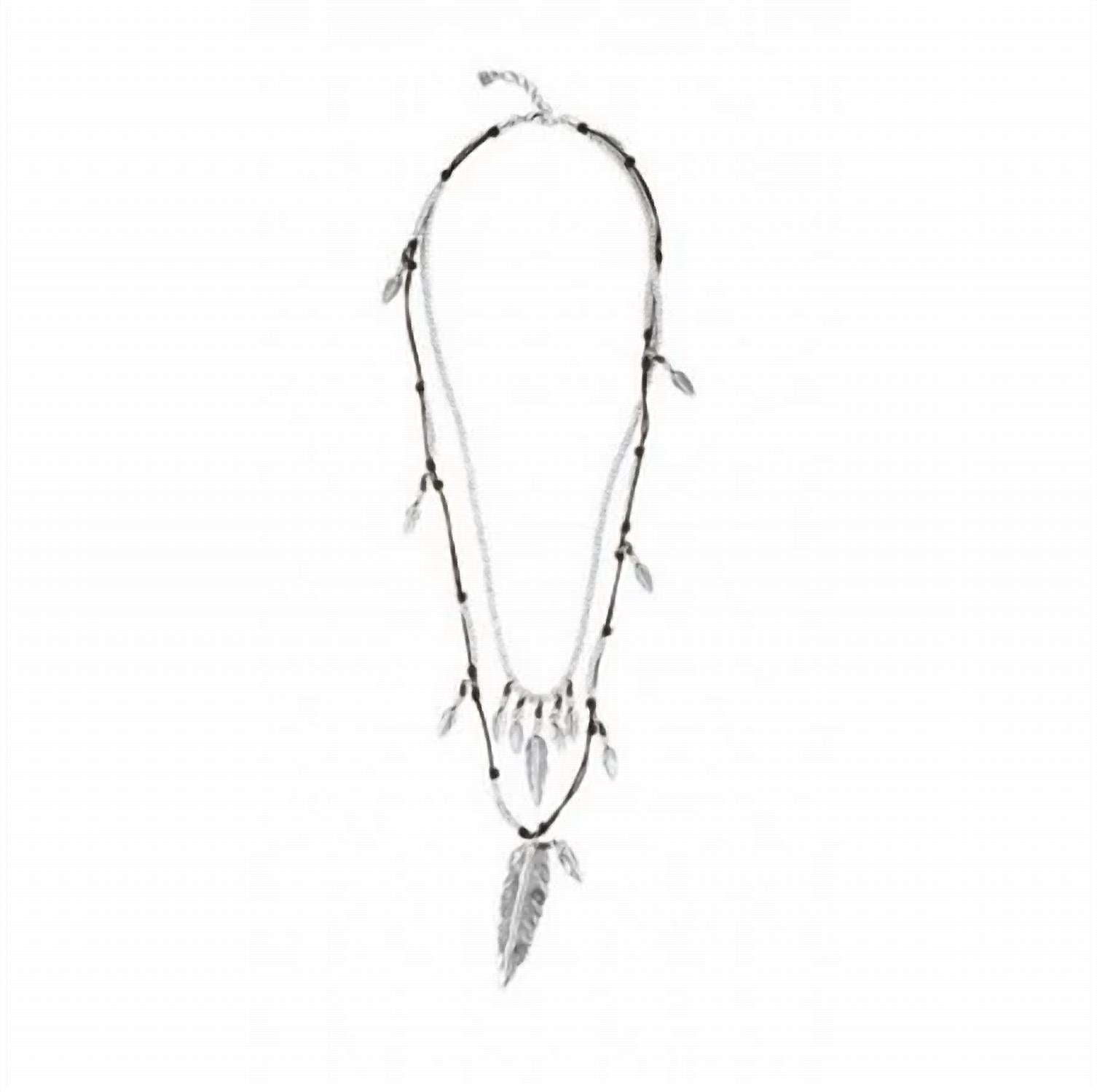 Pavonearse Multi-Strand Leather Necklace In Silver