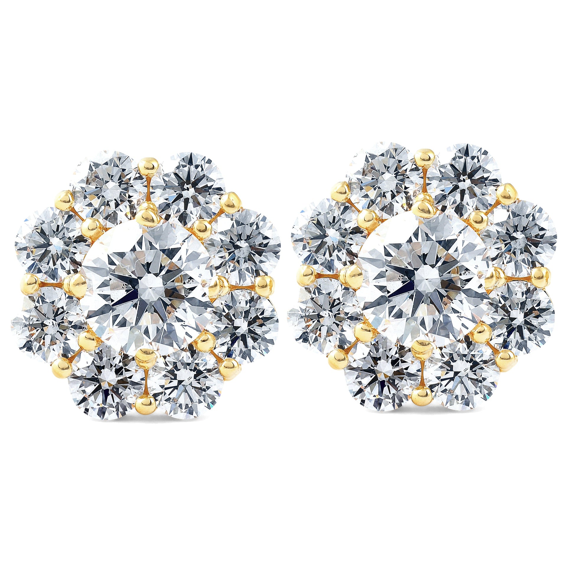 3Ct Diamond Halo Studs 14k Yellow Gold EX3 Lab Grown