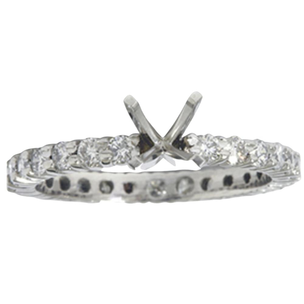 1ct Diamond Eternity Engagement Ring 14K White Gold Setting Semi Mount