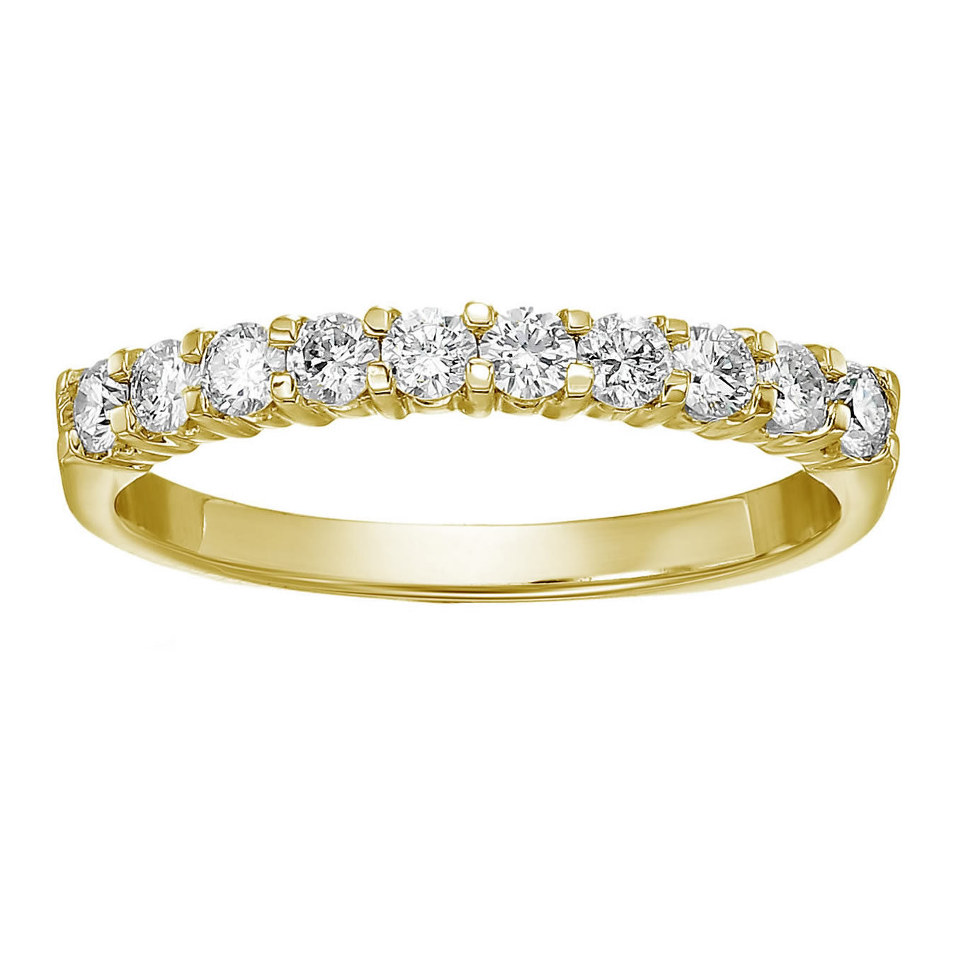1/2 Cttw Diamond Wedding Band 14K Gold 10 Stones Prong Set Round