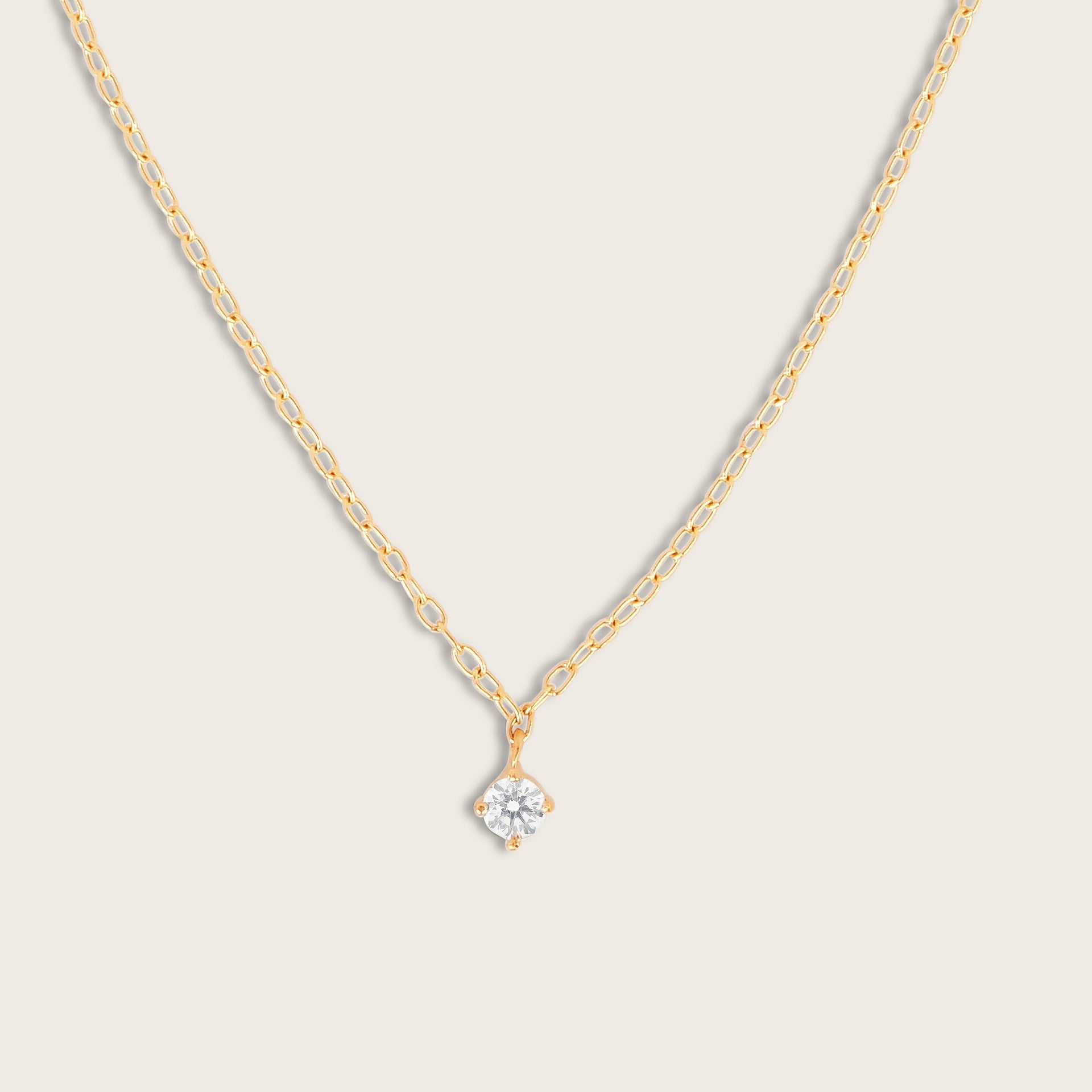 14k Yellow Gold Round 2.7mm Lab Grown Diamond Pendant Necklace