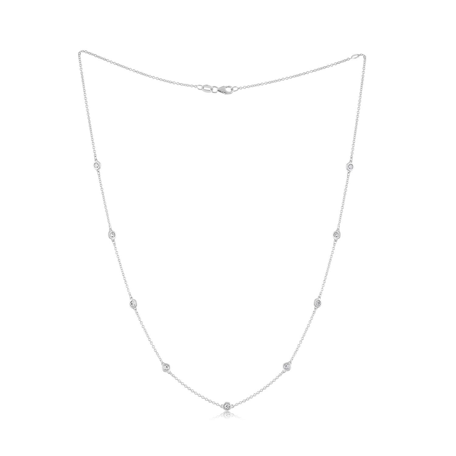 14kt white gold, 30' diamonds-by-the-yard necklace featuring 1.50 cts tw round, brilliant cut diamonds