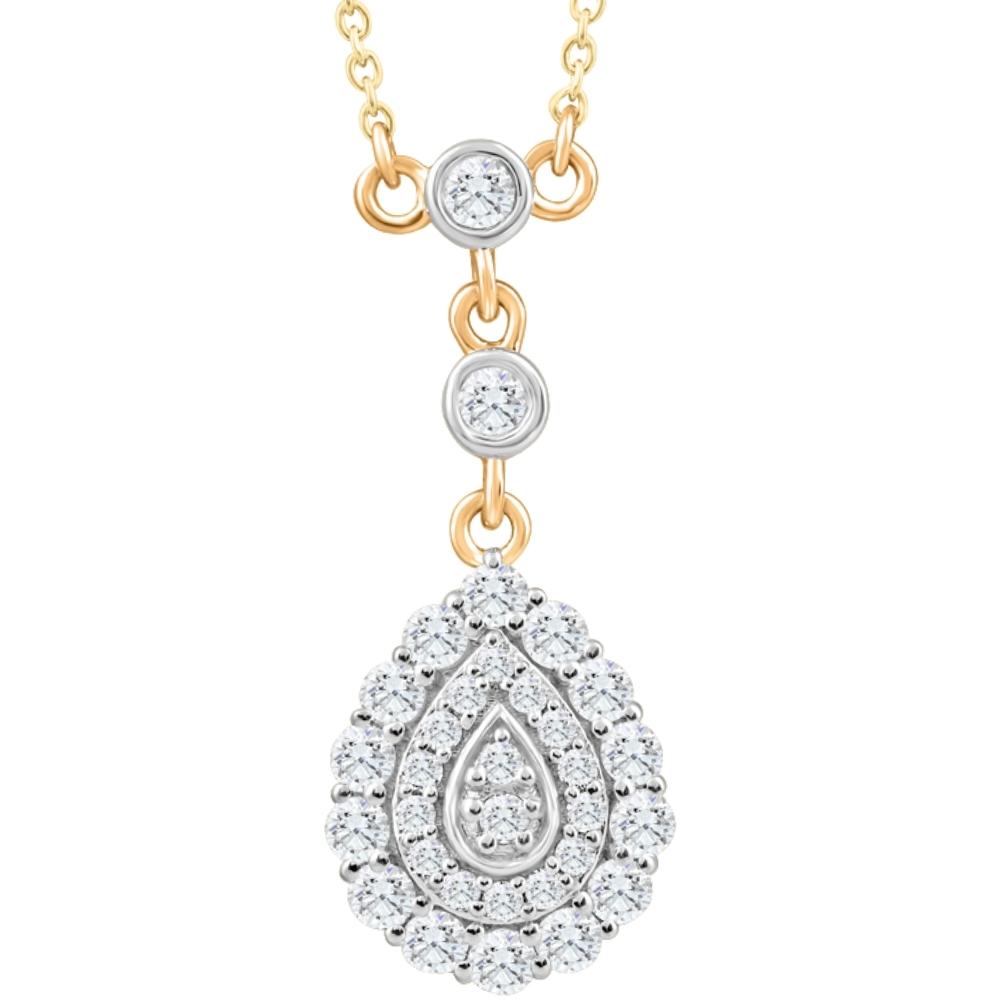 1/2ct TW Diamond Dangle Pendant Yellow Gold Womens Bezel Necklace 18'