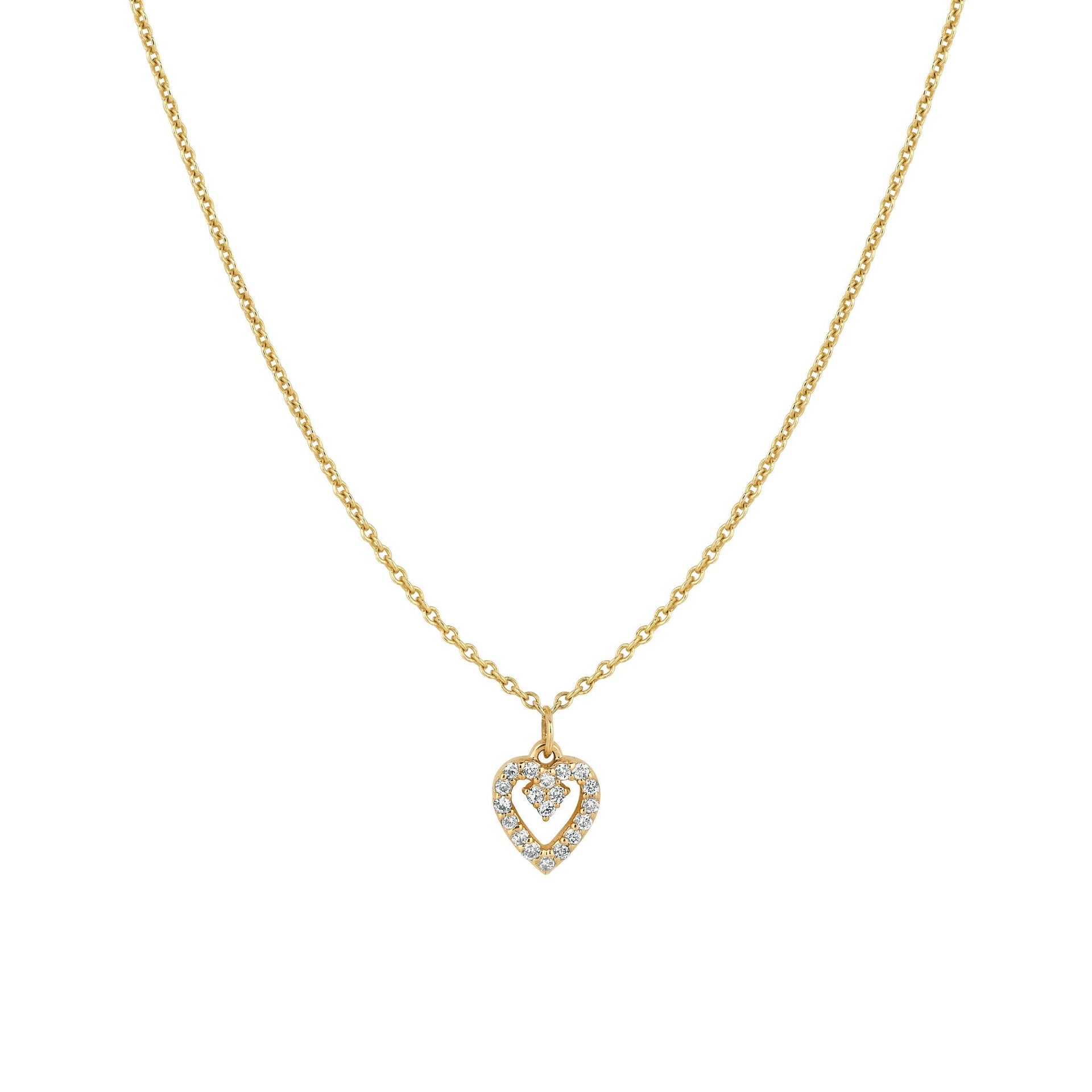 Diamond Open Heart Necklace Yellow Gold