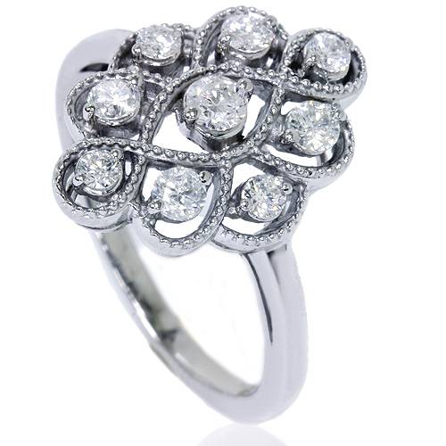 5/8ct Vintage Style Diamond Ring 14K White Gold