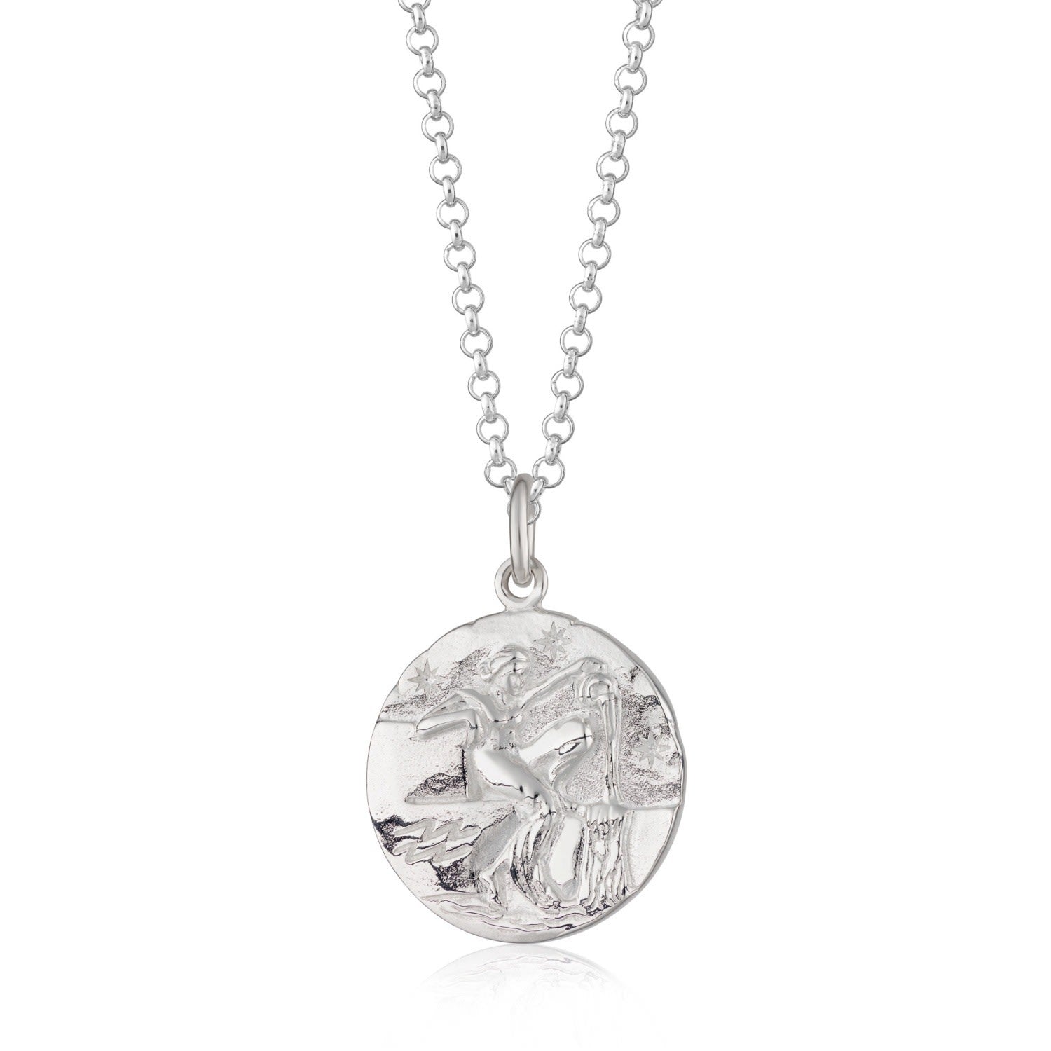 Silver Aquarius Zodiac Charm Necklace