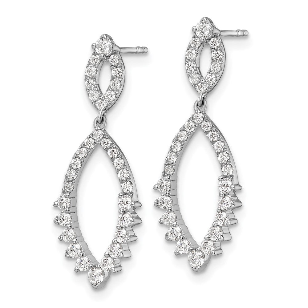 14K White Gold 0.85 CT Lab Grown Diamond Teardrop Dangle Earrings VS Clarity G-H Color