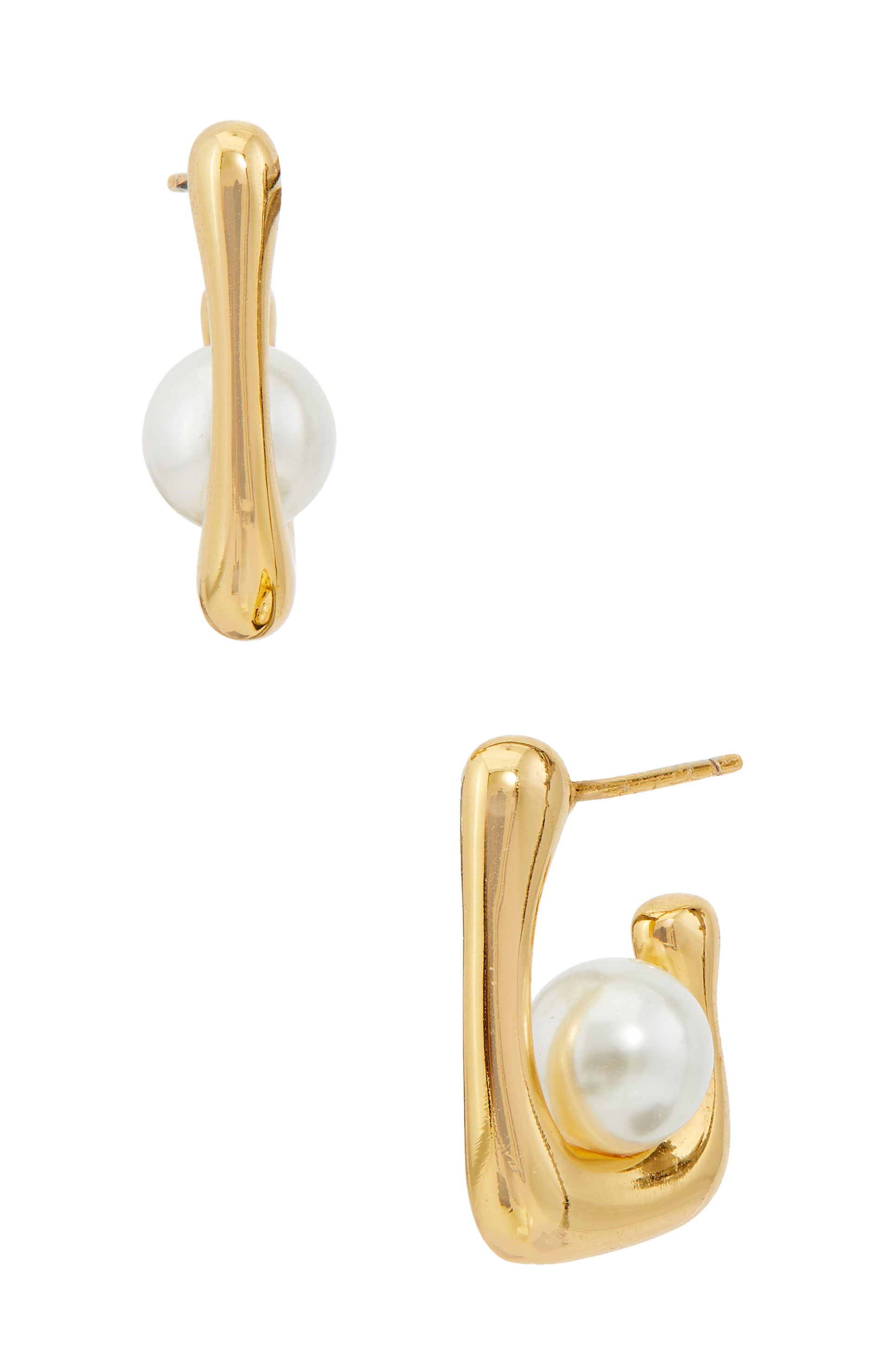 18K Plated Pearl Hoop Earrrings