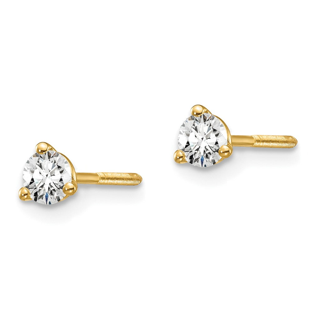 14k Gold 1/4 CT Round Lab Grown Diamond Stud Earrings Screw Back VS Clarity D-E Color