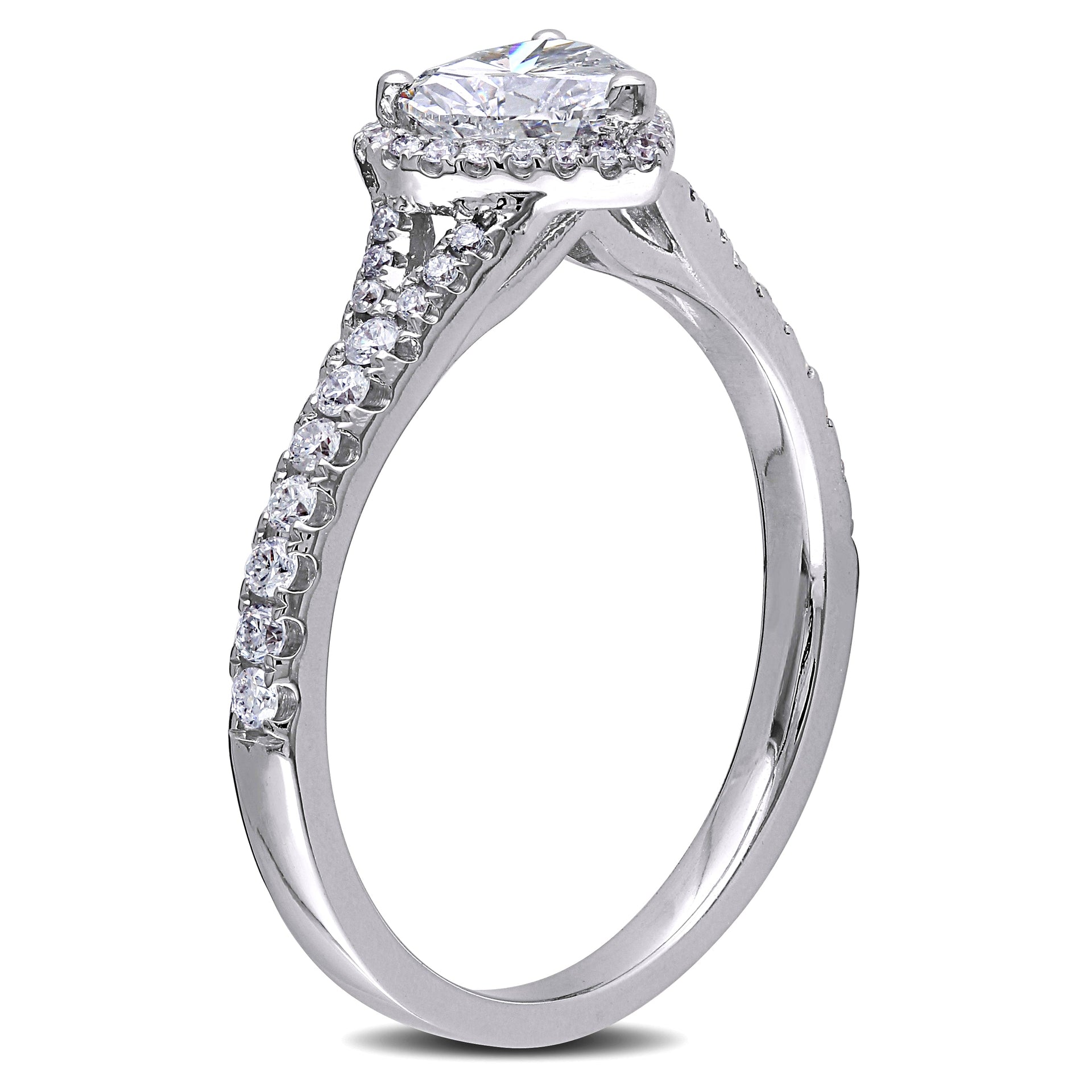 Mimi & Max 1ct TW Halo Heart Diamond Engagement Ring 14k White Gold