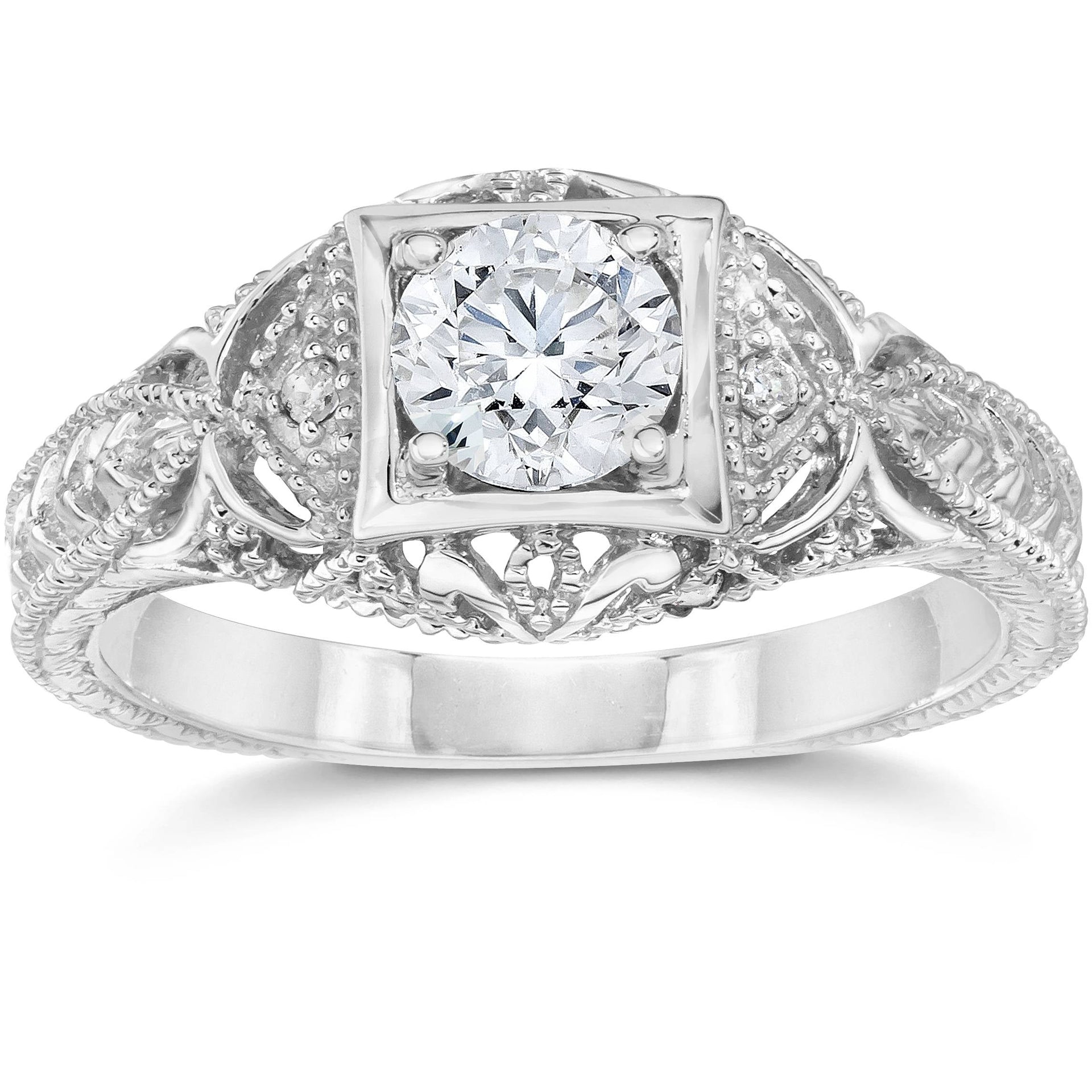 Emery 5/8 ct Vintage Diamond Antique Engagement 14K White Gold