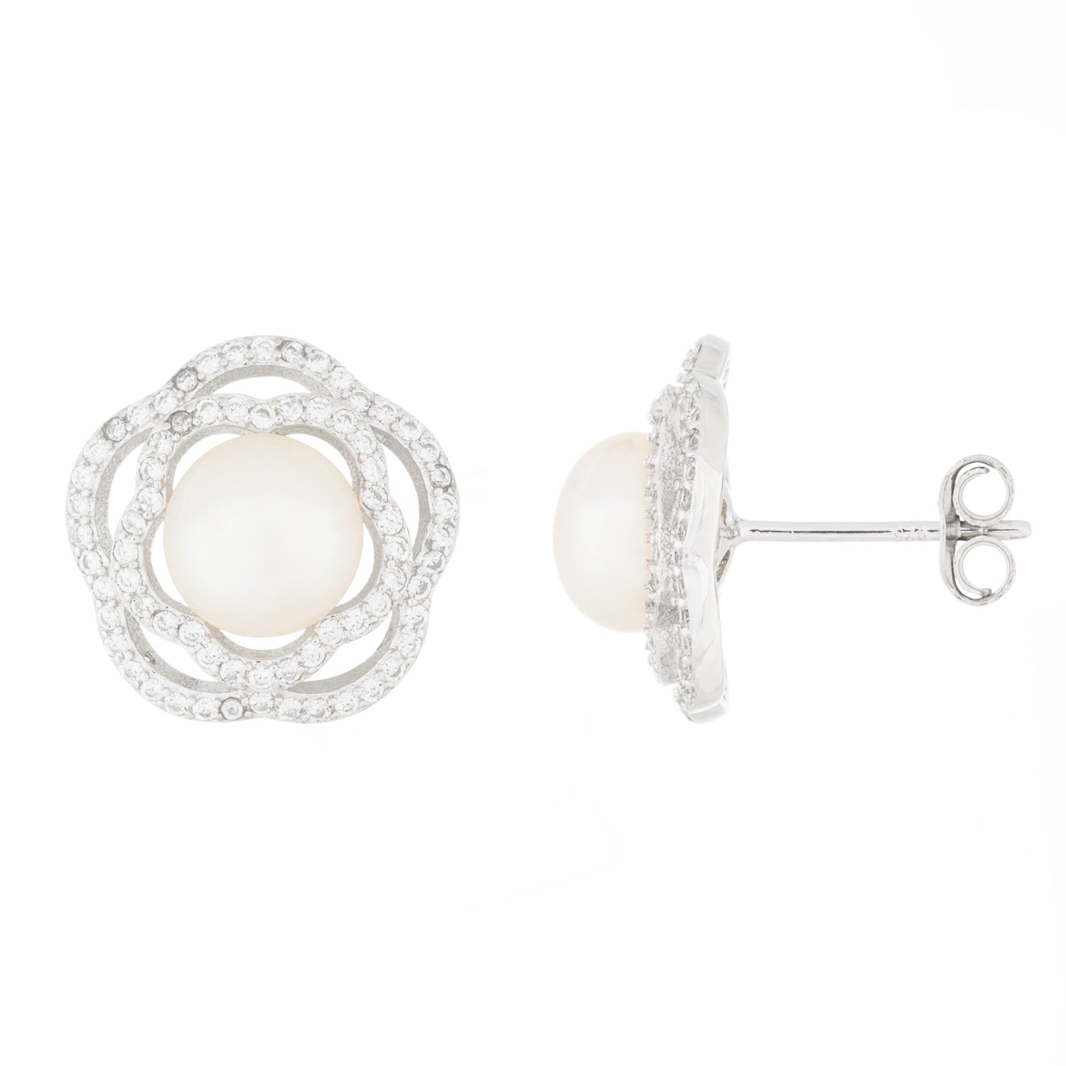 Sterling Silver 7-7.5mm Freshwater Pearl Stud Earrings