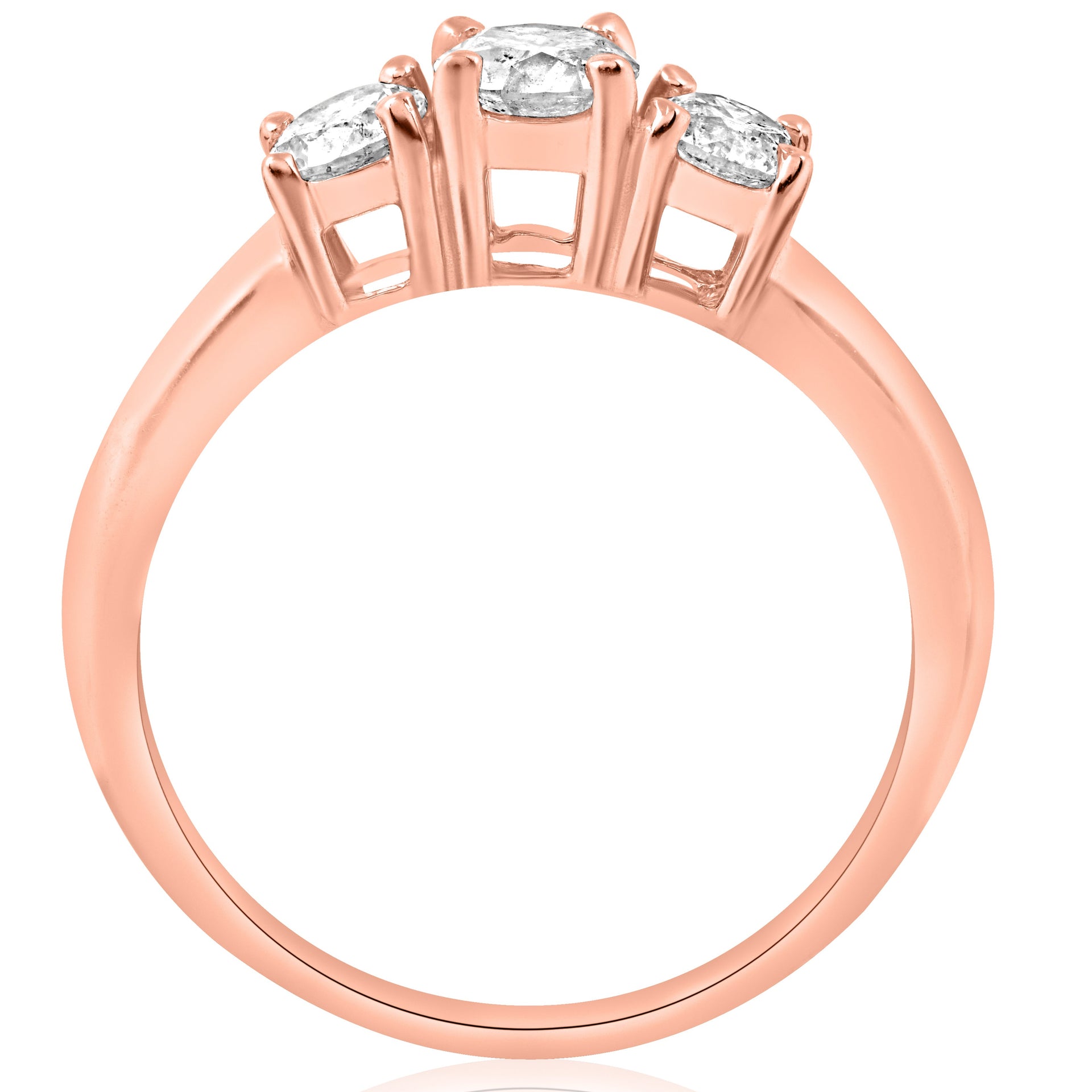1ct 3 Stone Diamond Engagement Round Cut Ring 14k Rose Gold