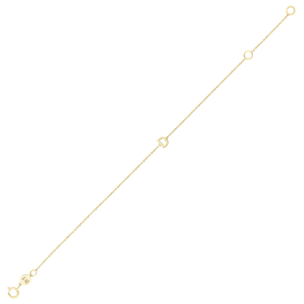 14k Solid Yellow Gold D Mini Initial Bracelet