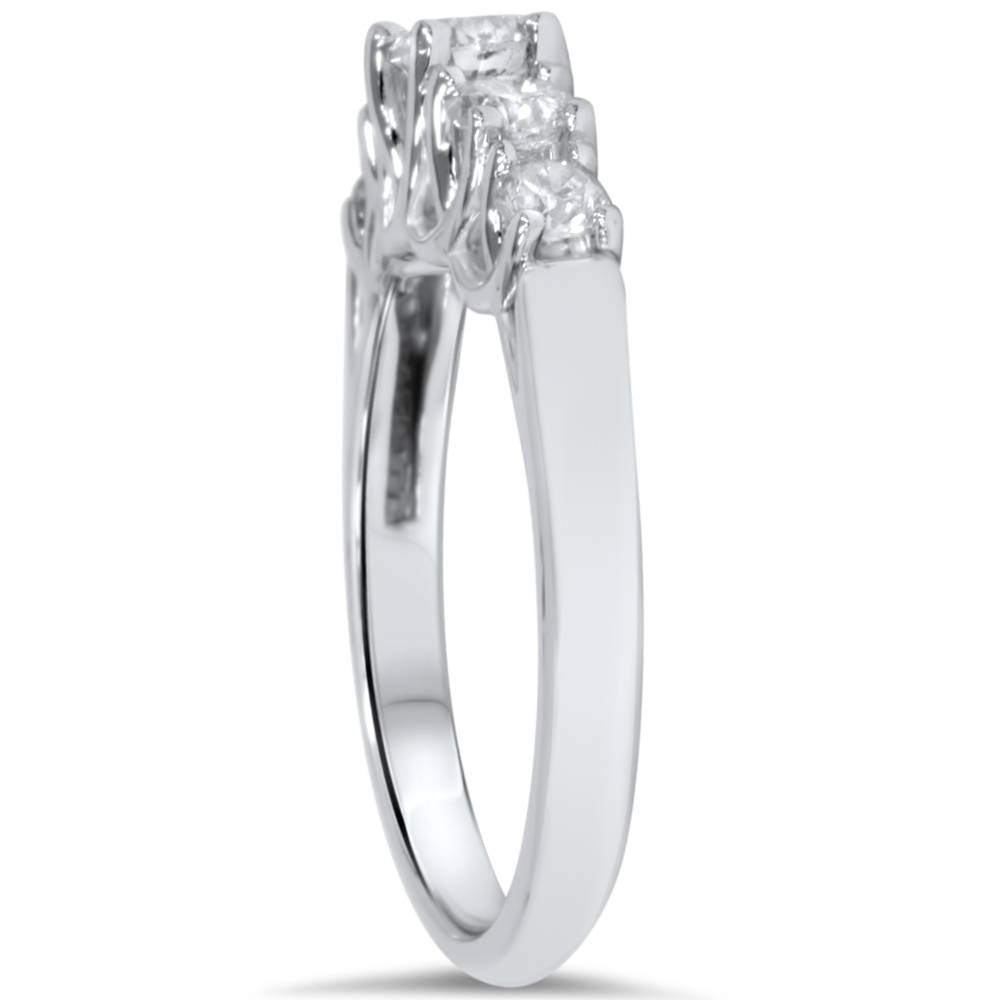 1ct Graduated Five Stone Diamond Ring 14K White Gold