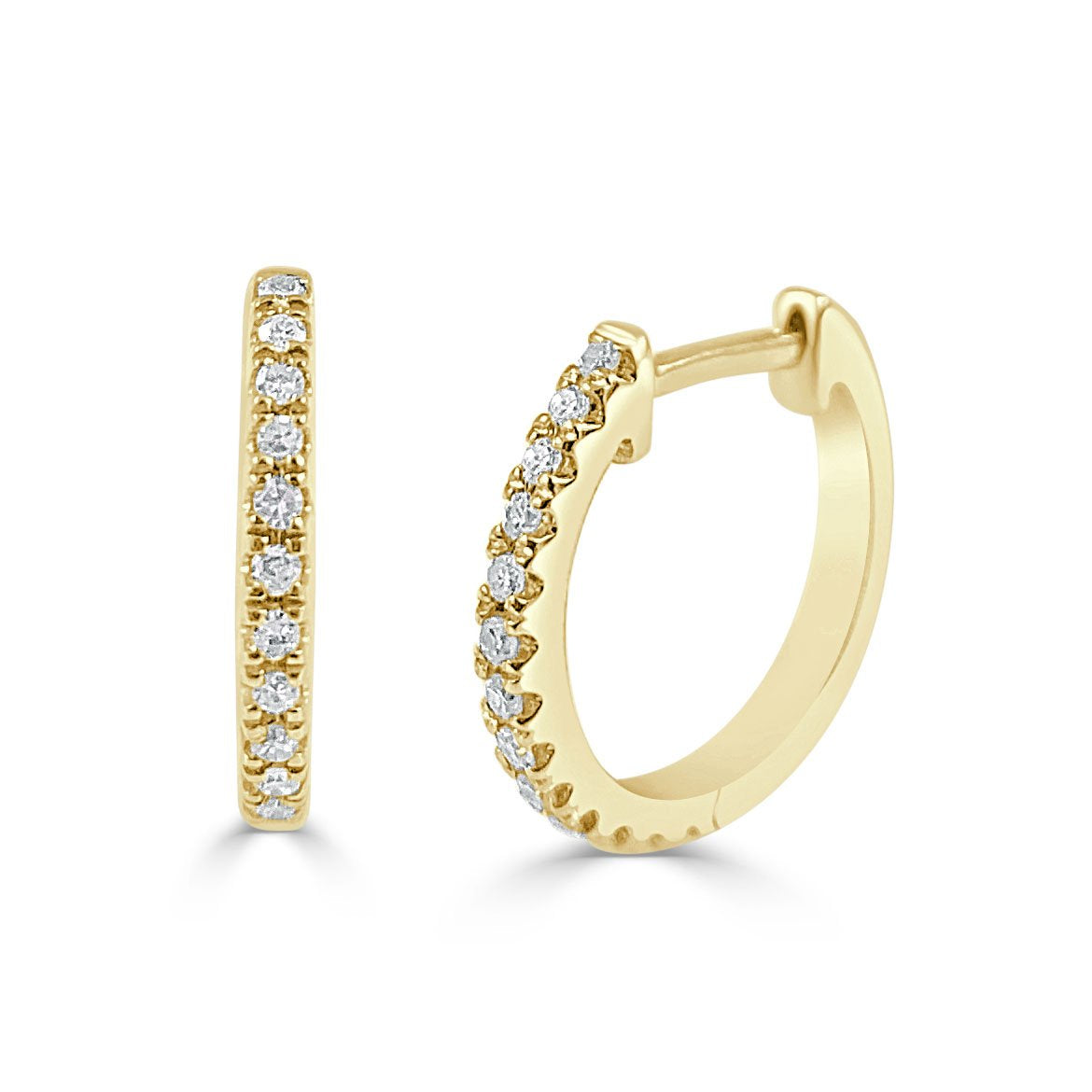 14k Gold & Diamond Huggie Earrings
