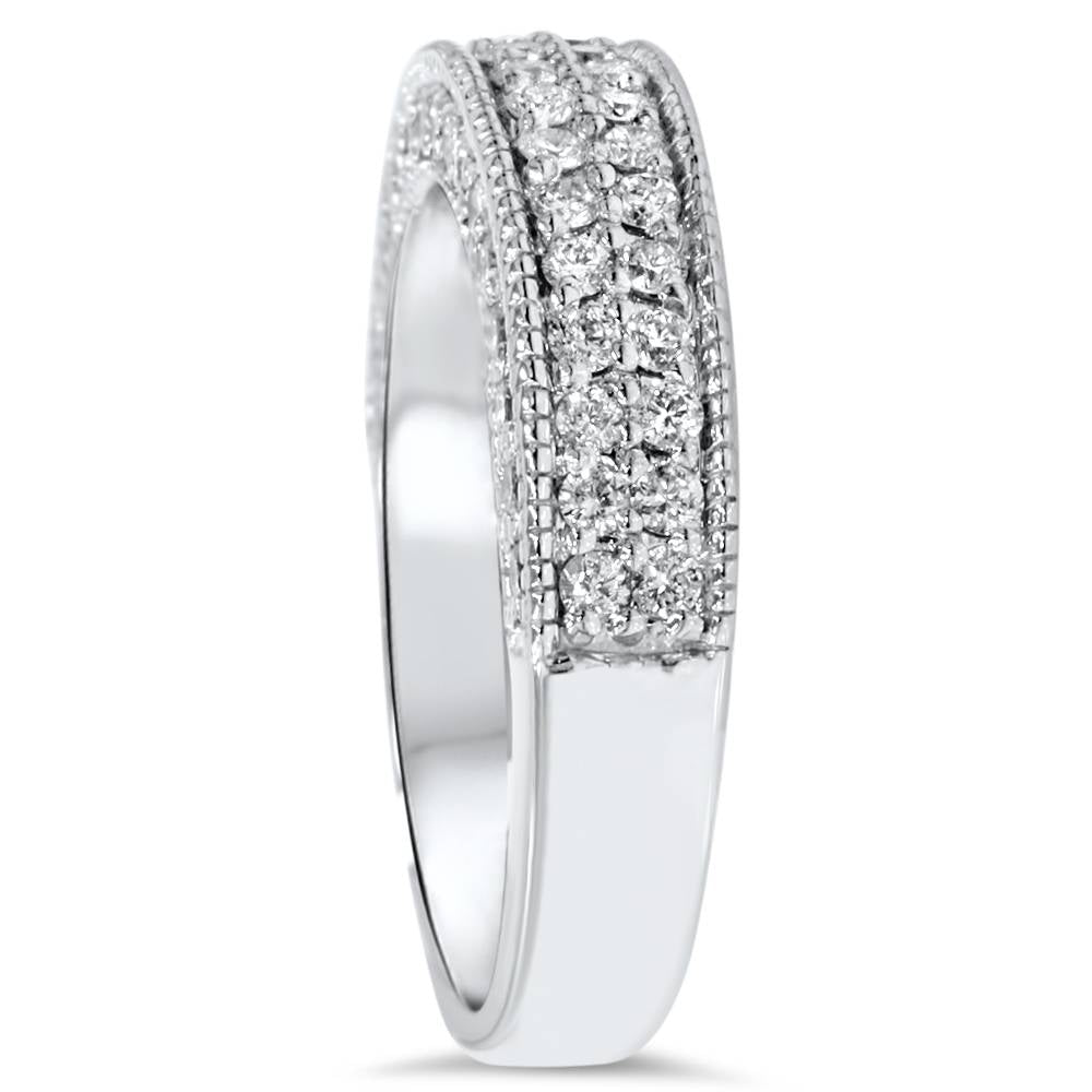 1 1/10ct Pave Diamond Wedding Ring 14K White Gold