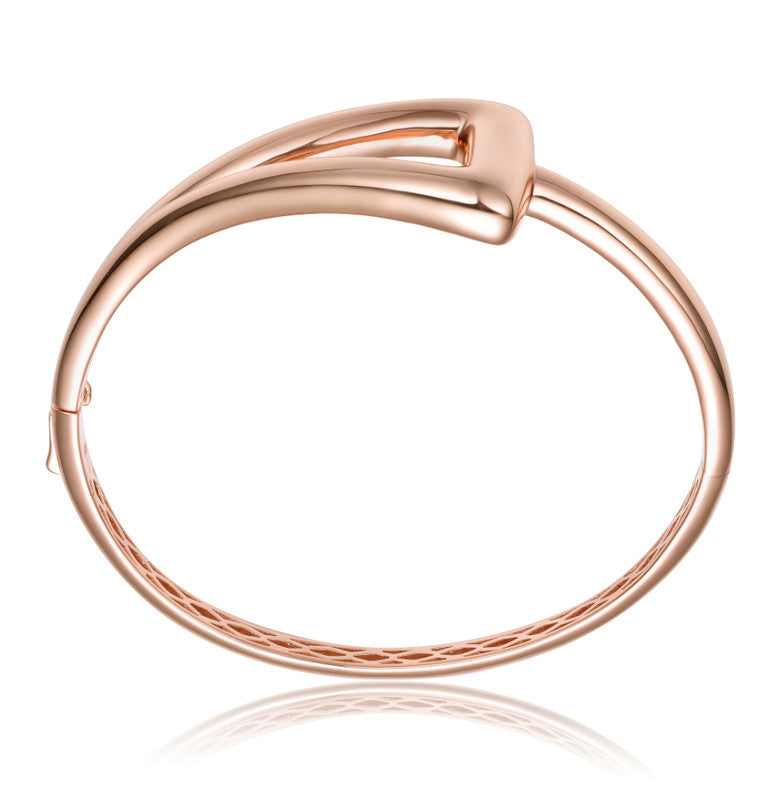 Sterling Silver 18k Rose Gold Plated Triangle Geometric Bangle Bracelet