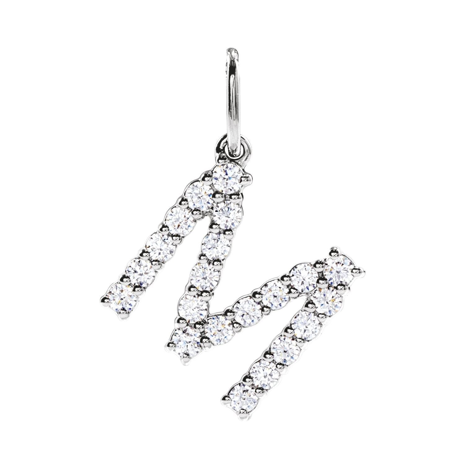 14k Gold 1/3ct Lab-grown Diamond Initial M Pendant