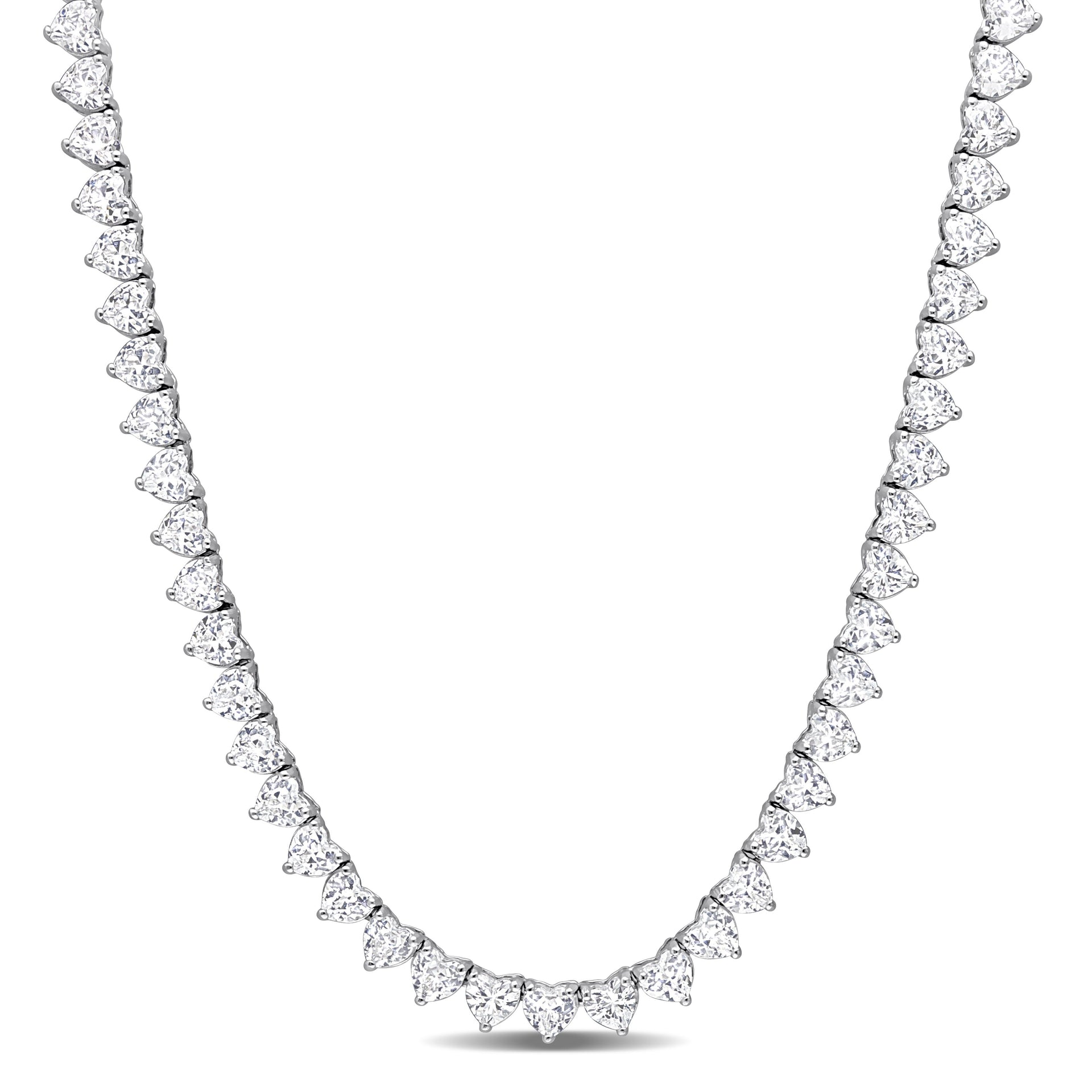 31 1/2 CT TGW Created White Sapphire Tennis Necklace in Sterling Silver