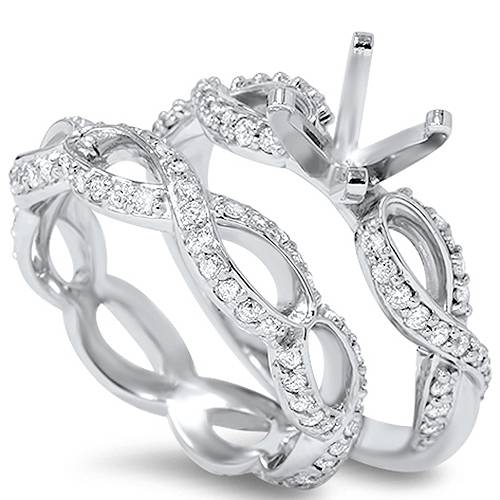 5/8ct Infinity Engagement Wedding Ring Semi Mount 14k White Gold