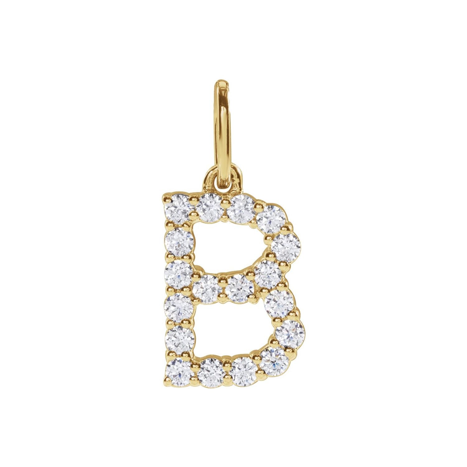 14k Gold 1/4ct Lab-grown Diamond Initial B Pendant