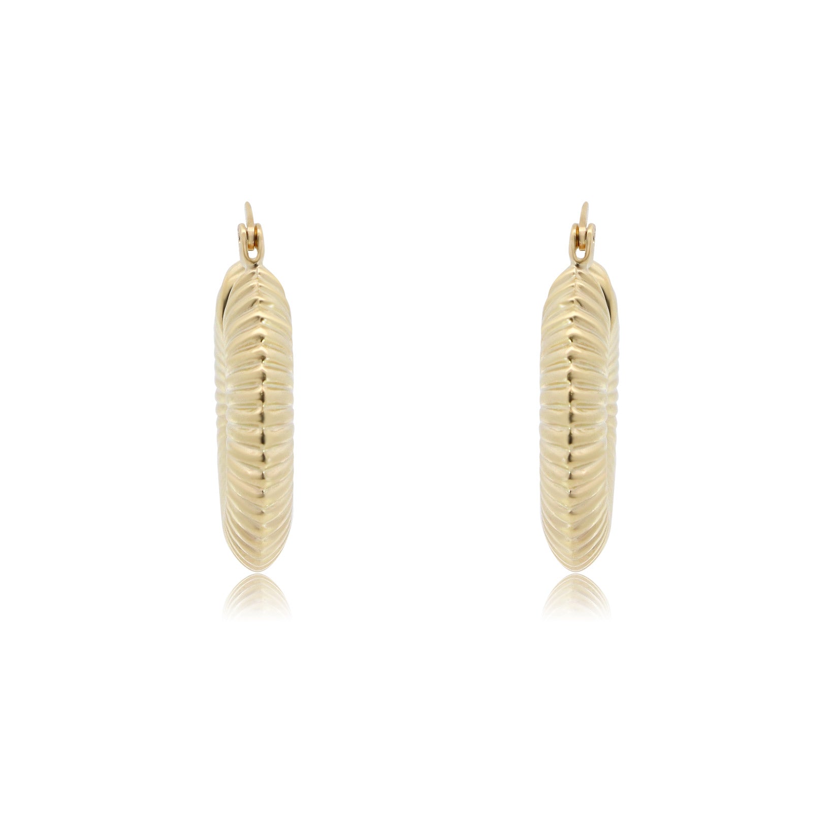 Ribbed Gold Hoop Earrings