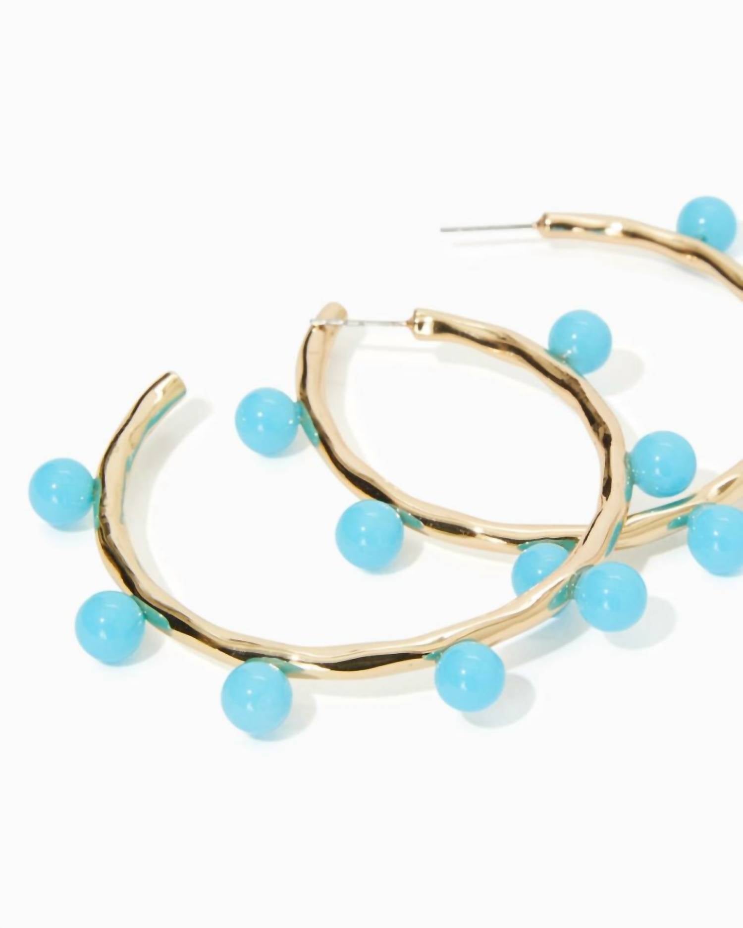 Women's Wave N Sea Hoop Earrings In Blue