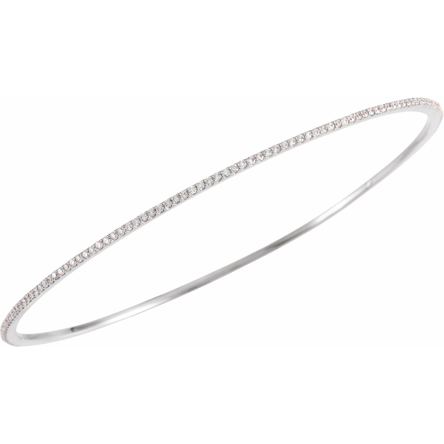 14k Gold 1 Ctw Lab-grown Diamond Stackable Bangle Bracelet 8'