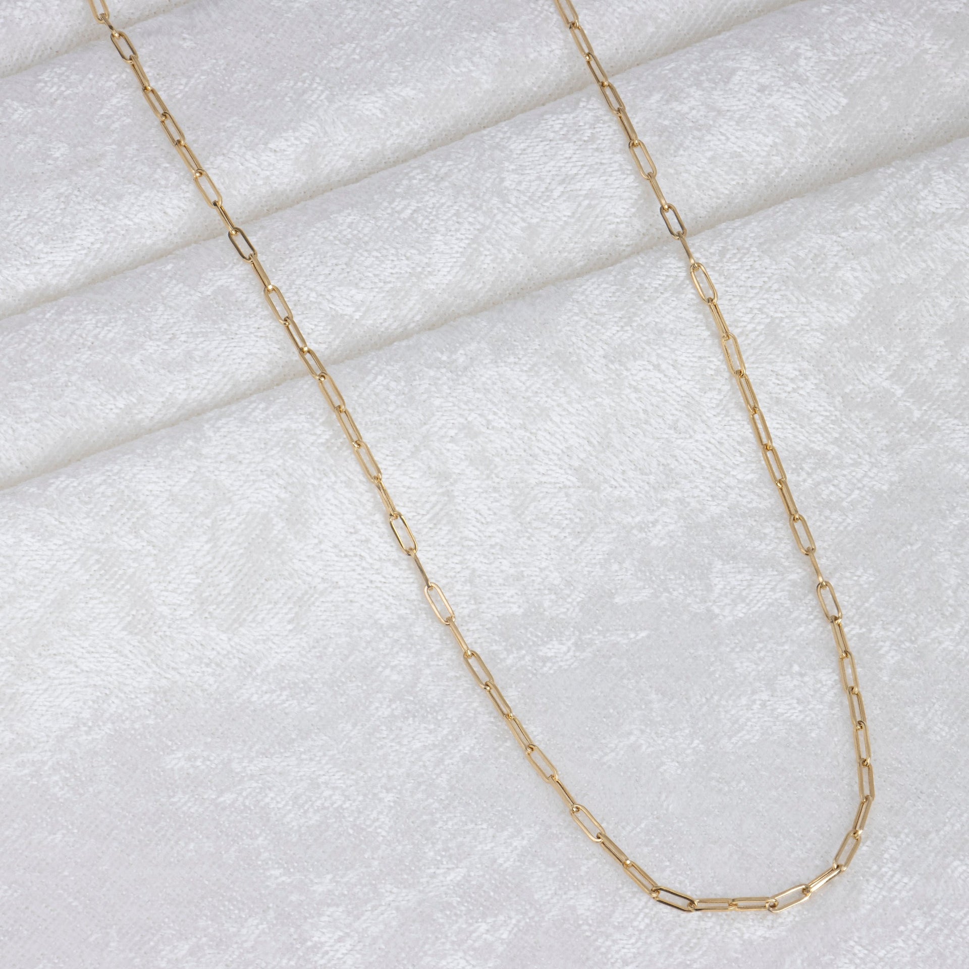 14K Yellow Gold Paperclip Chain Link Necklace