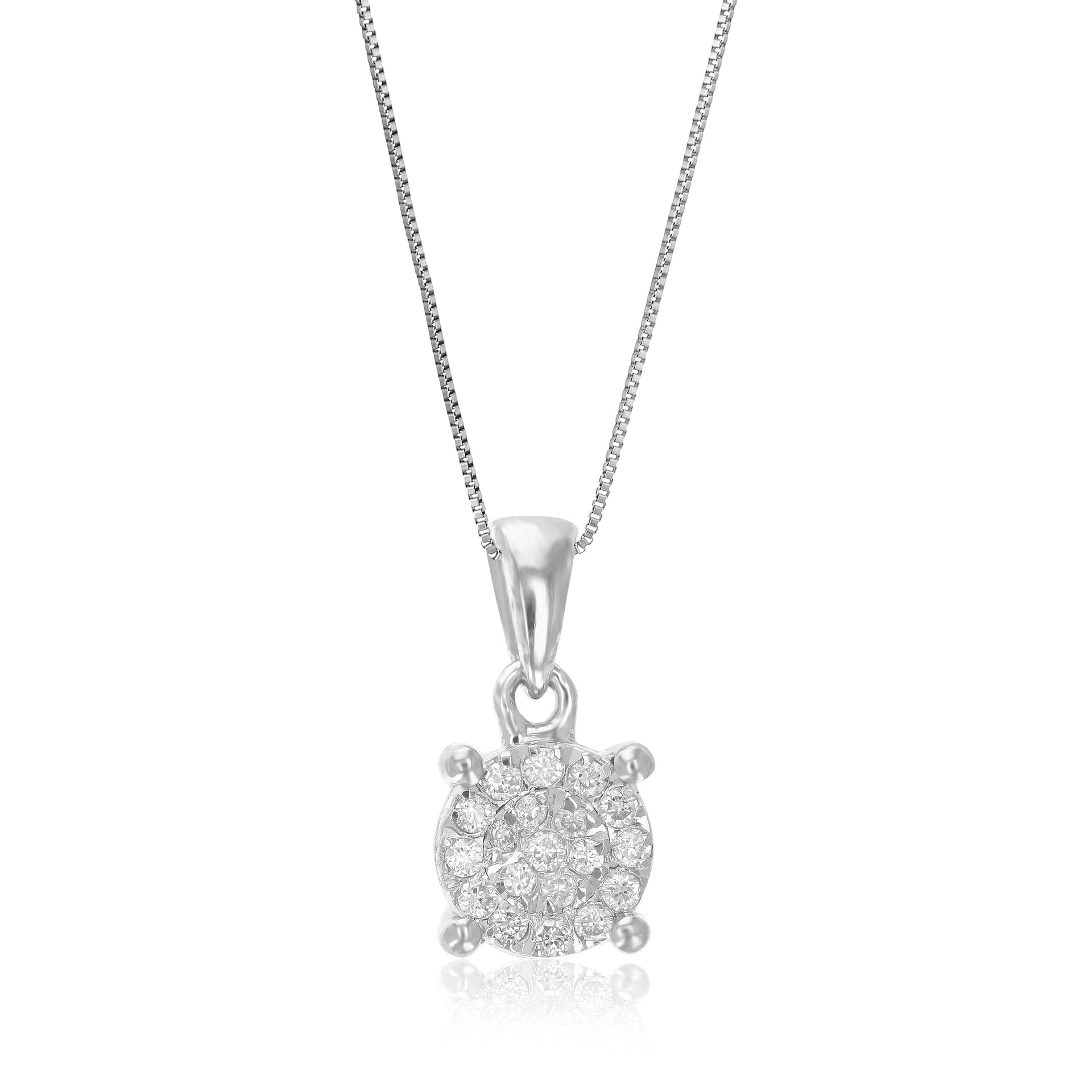 1/10 cttw Lab Grown Diamond Pendant Necklace .925 Sterling Silver For Women 1/4 Inch With 18 Inch Chain