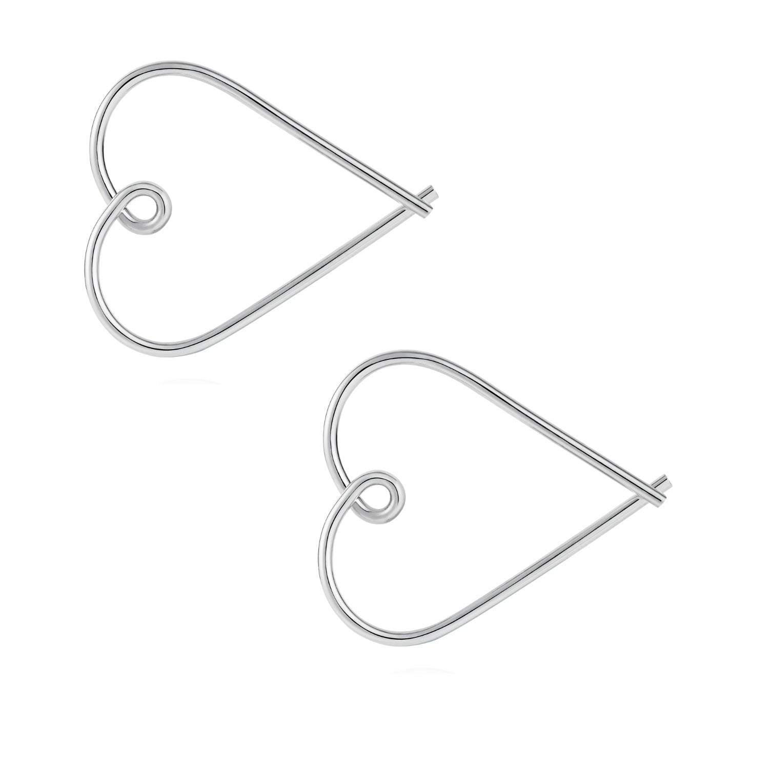 Heart Hoop Earrings - Silver