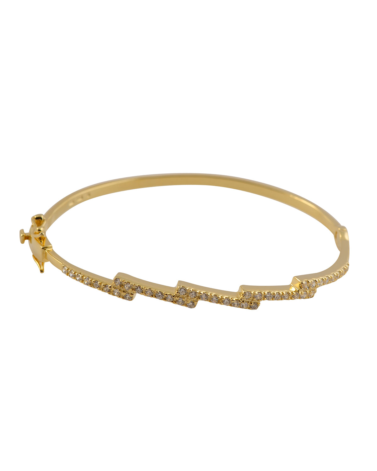 Sterling Silver Gold Plated Cubic Zirconia Pave Bangle Bracelet