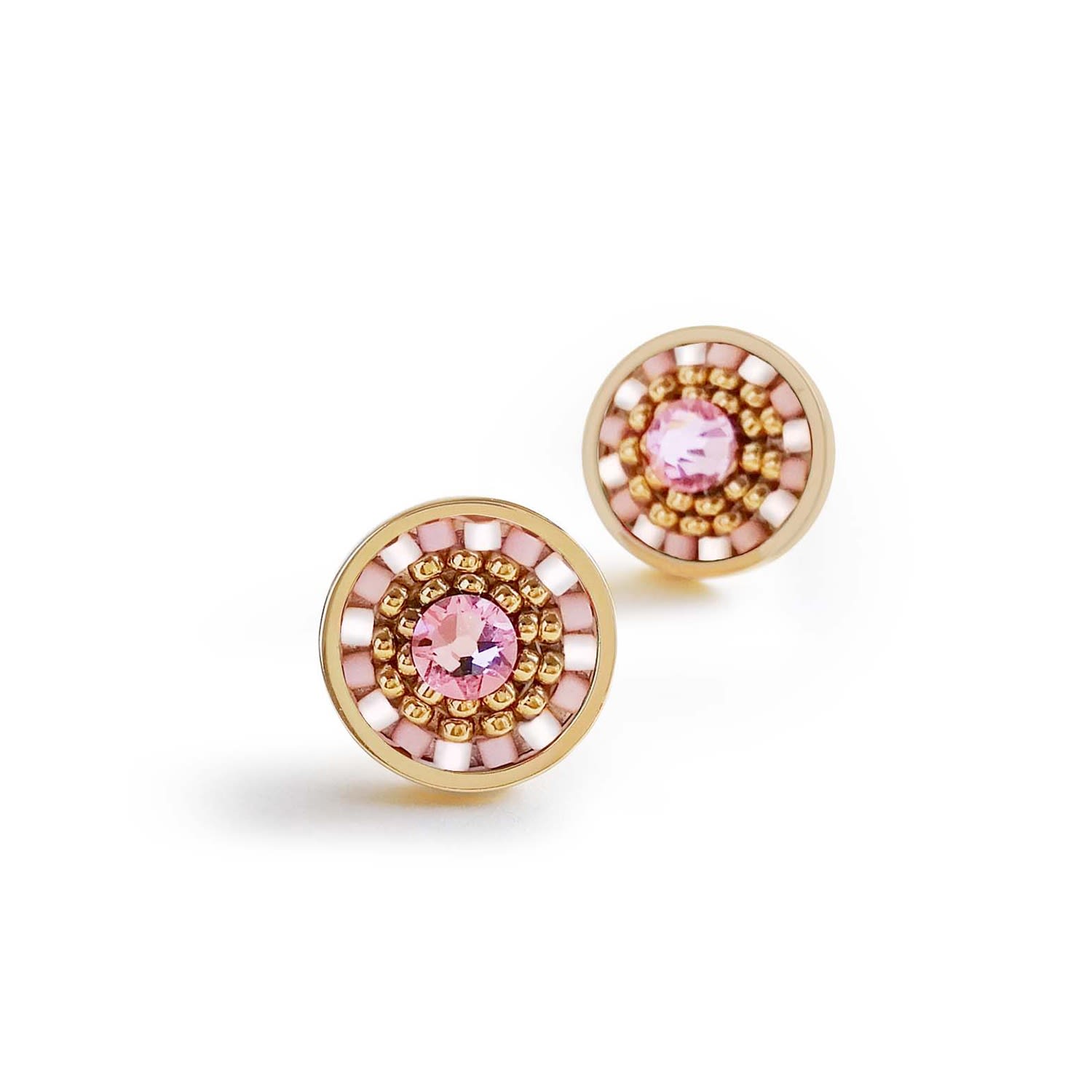 Striped Medallion Stud Earrings - Blossom