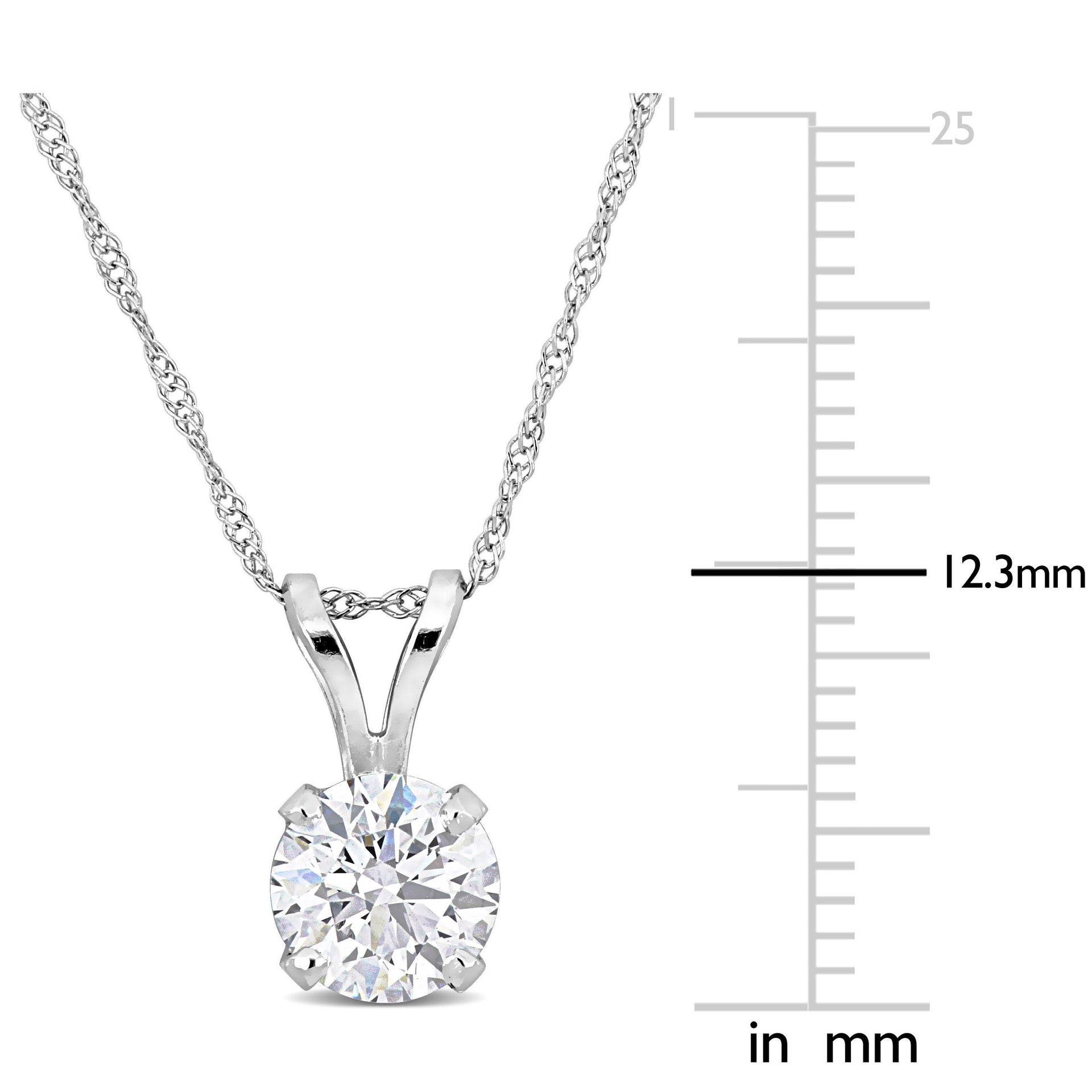 1ct TDW Lab-Grown Diamond Solitaire Pendant with Chain in 14k White Gold