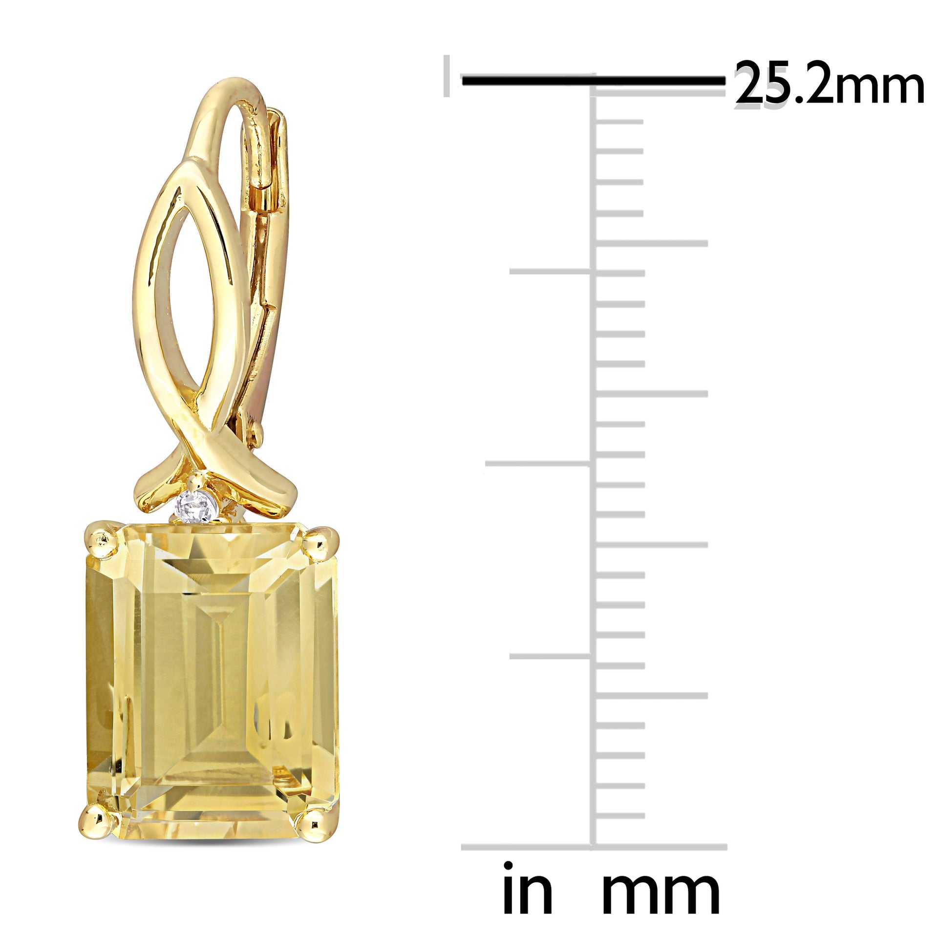 6 1/4 CT TGW Octagon Citrine and White Topaz Leverback Earrings in Yellow Plated Sterling Silver