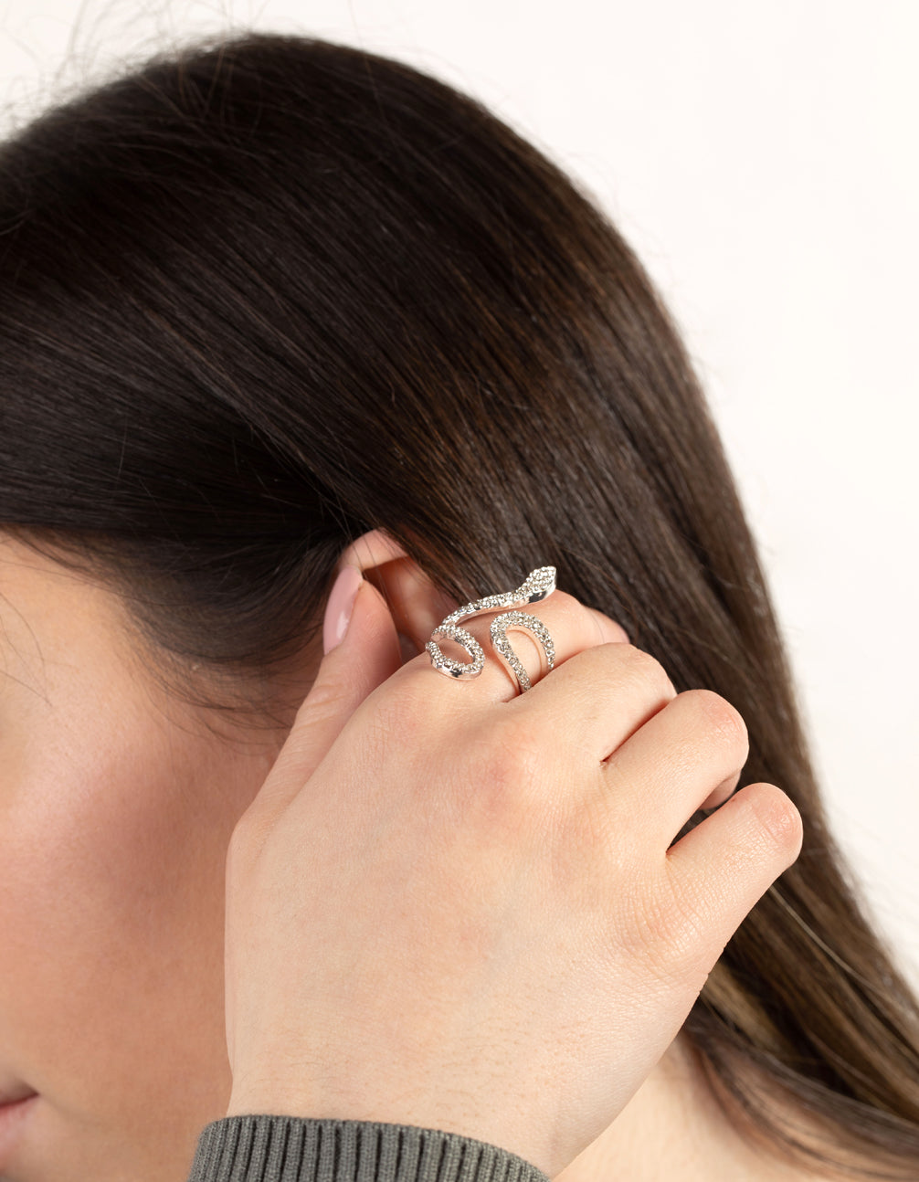 Diamante Swirl Snake Ring