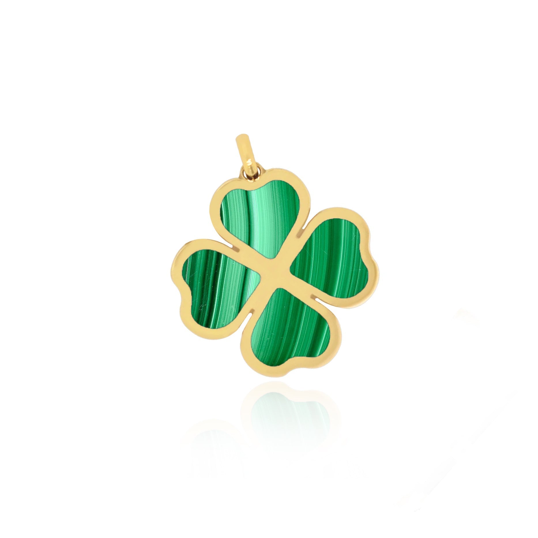 Malachite Lucky Clover Charm 13mm